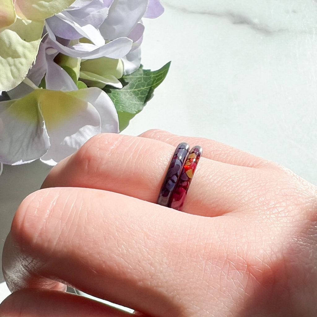 3 Pack - Round Rings in The Hydrangea Collection | Floral Acetate Resin Ring