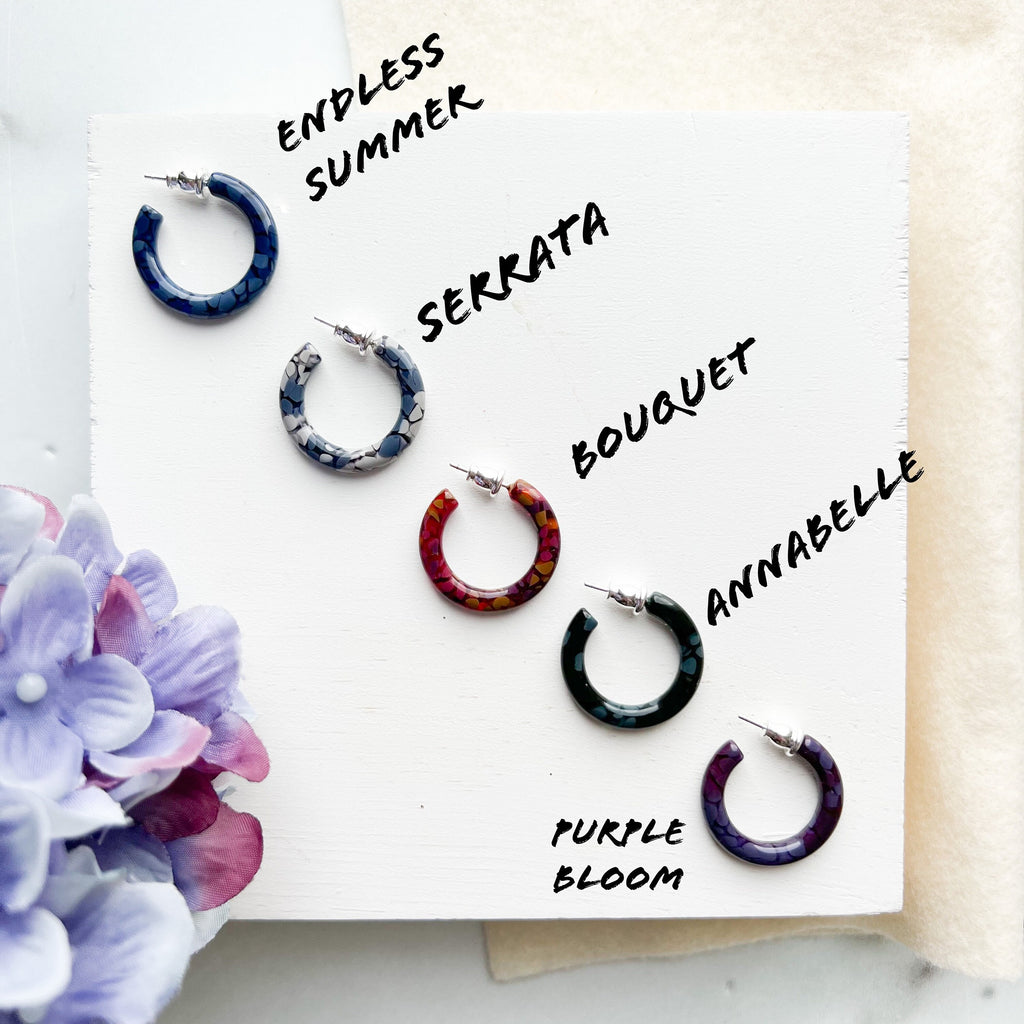 Ultra Mini Floral Hoop Earrings | Cellulose Acetate, Sterling Silver