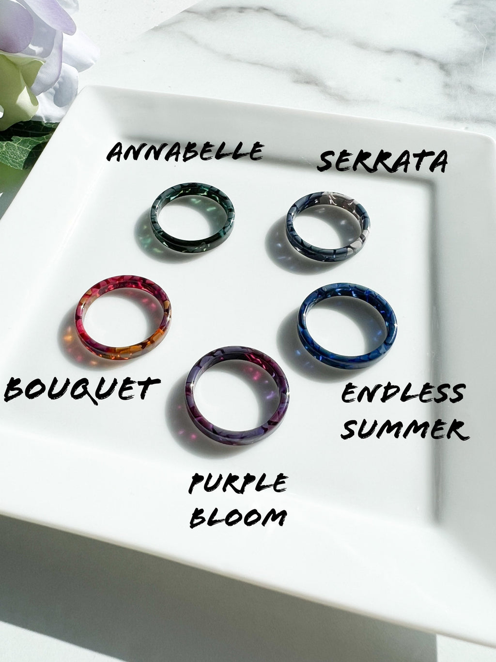 3 Pack - Flat Ring Collection | Tortoise Shell Acetate Resin Stacking Rings Minimalist