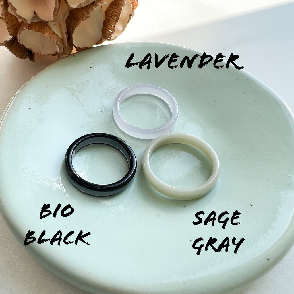 3 Pack - Flat Ring Collection | Tortoise Shell Acetate Resin Stacking Rings Minimalist