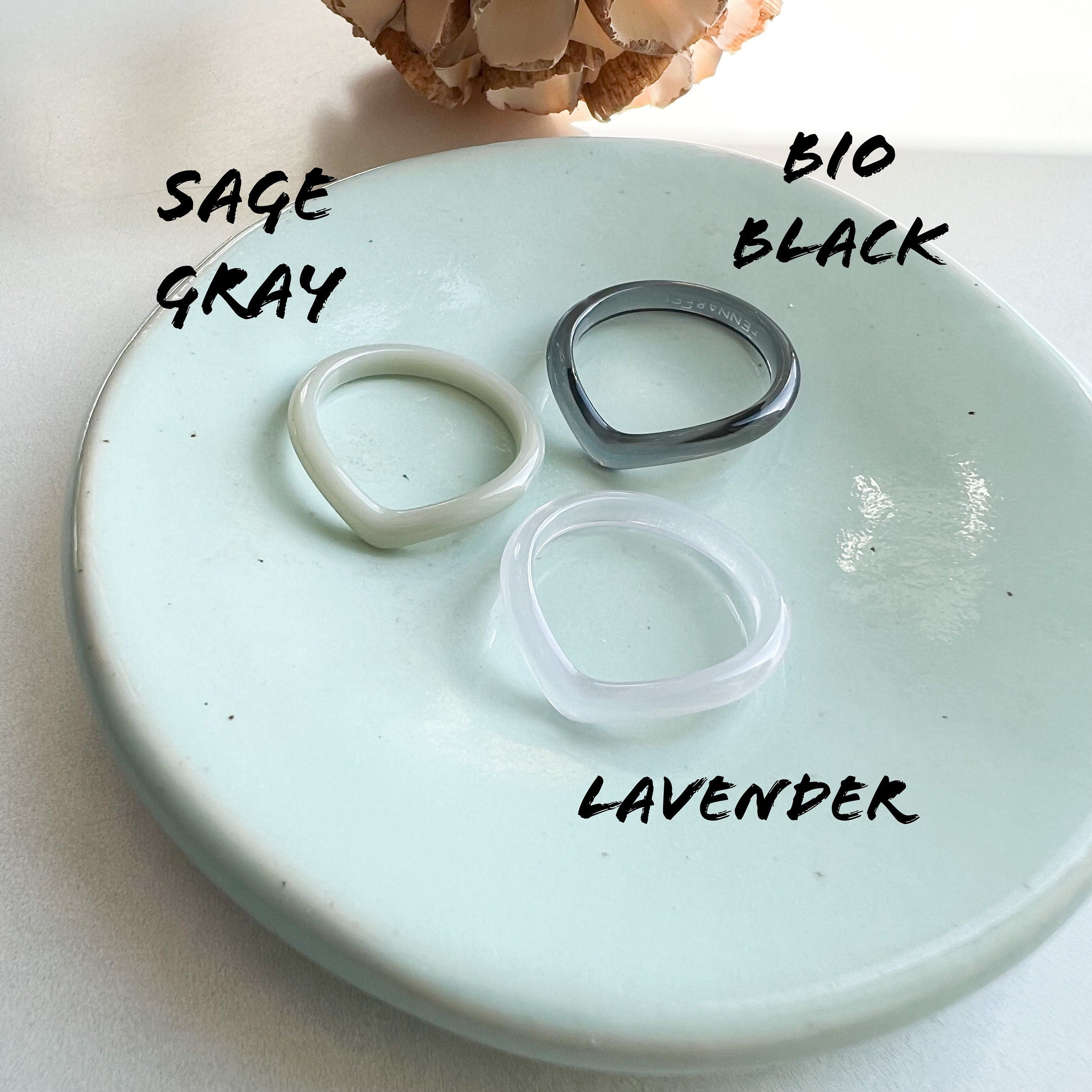 3 Pack - Heart Ring Collection| Chevron Acetate Stacking Resin Rings