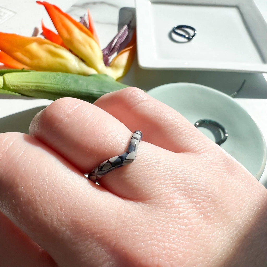 3 Pack - Heart Ring Collection| Chevron Acetate Stacking Resin Rings