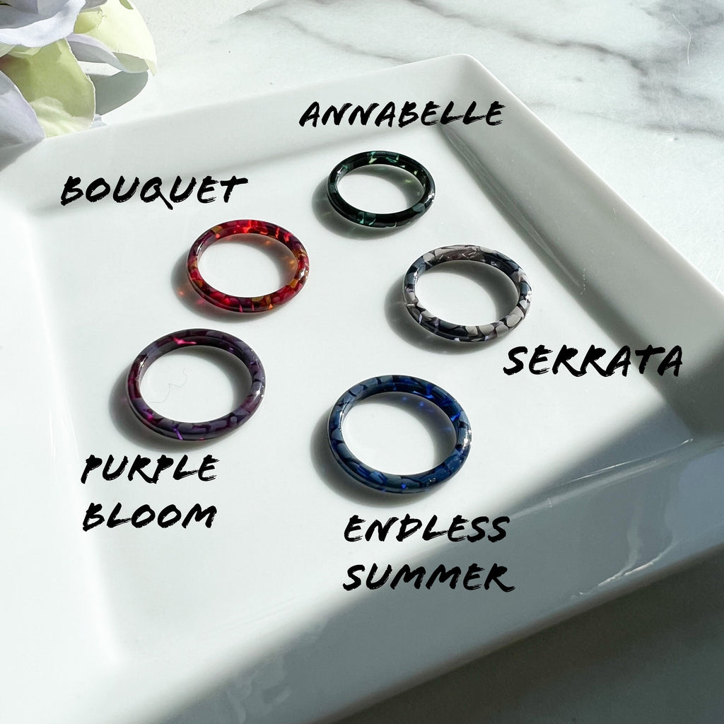3 Pack - Round Rings in The Hydrangea Collection | Floral Acetate Resin Ring