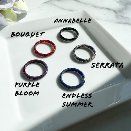 3 Pack - Round Rings in The Hydrangea Collection | Floral Acetate Resin Ring