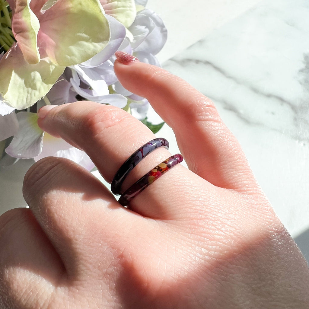 3 Pack - Round Rings in The Hydrangea Collection | Floral Acetate Resin Ring