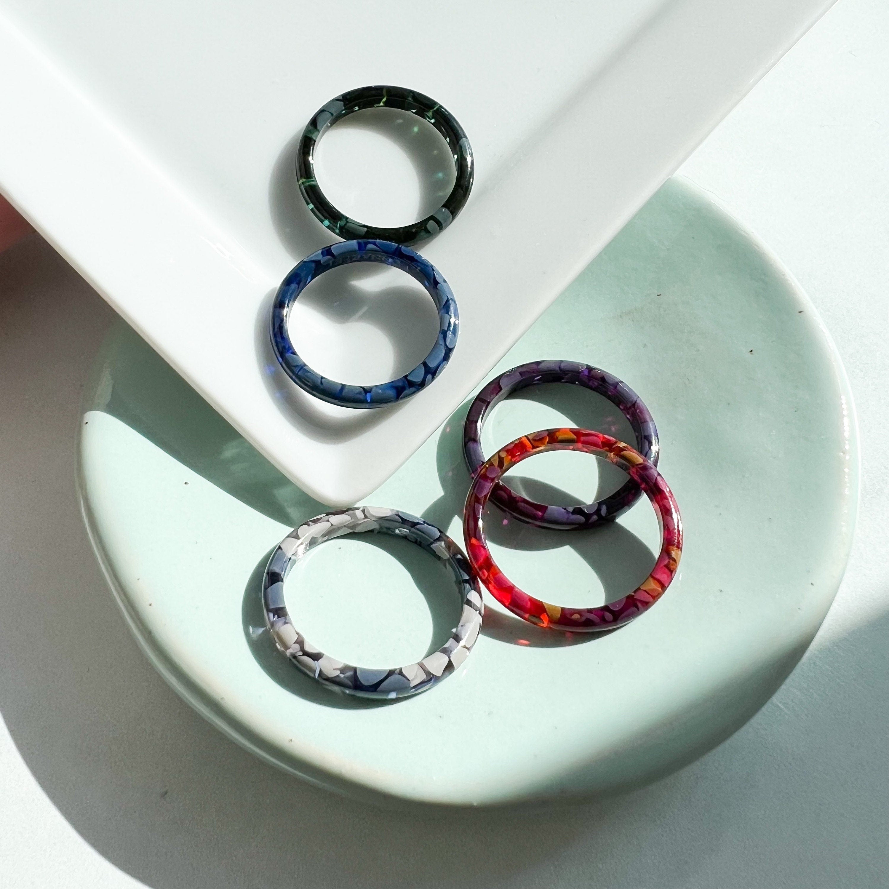3 Pack - Round Rings in The Hydrangea Collection | Floral Acetate Resin Ring