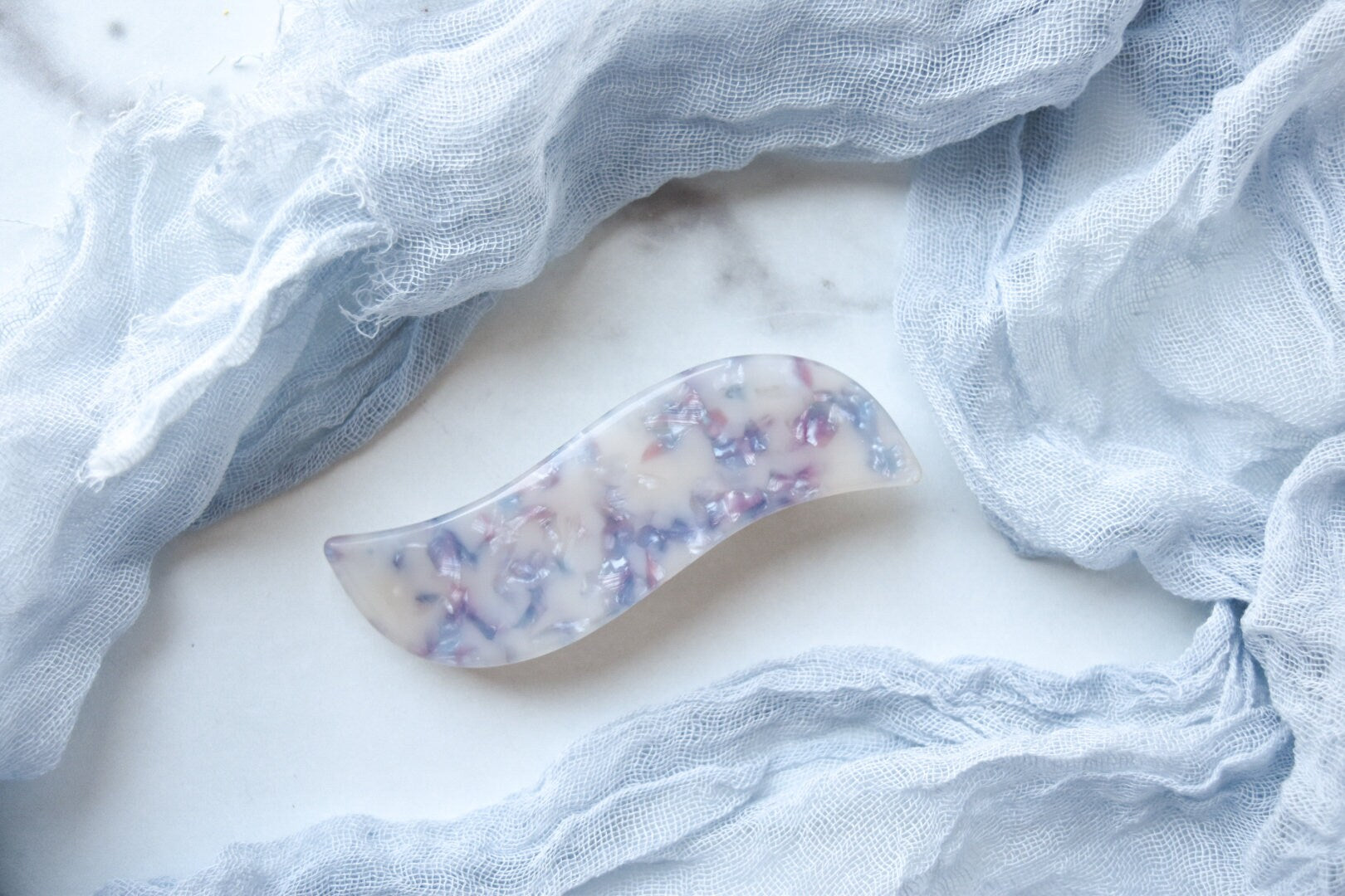 Wave Barrette in Unicorn | Multi Colored Purple French Barrette Snap Hair Clip Non Slip