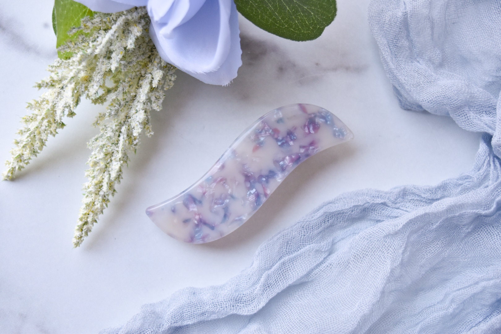 Wave Barrette in Unicorn | Multi Colored Purple French Barrette Snap Hair Clip Non Slip