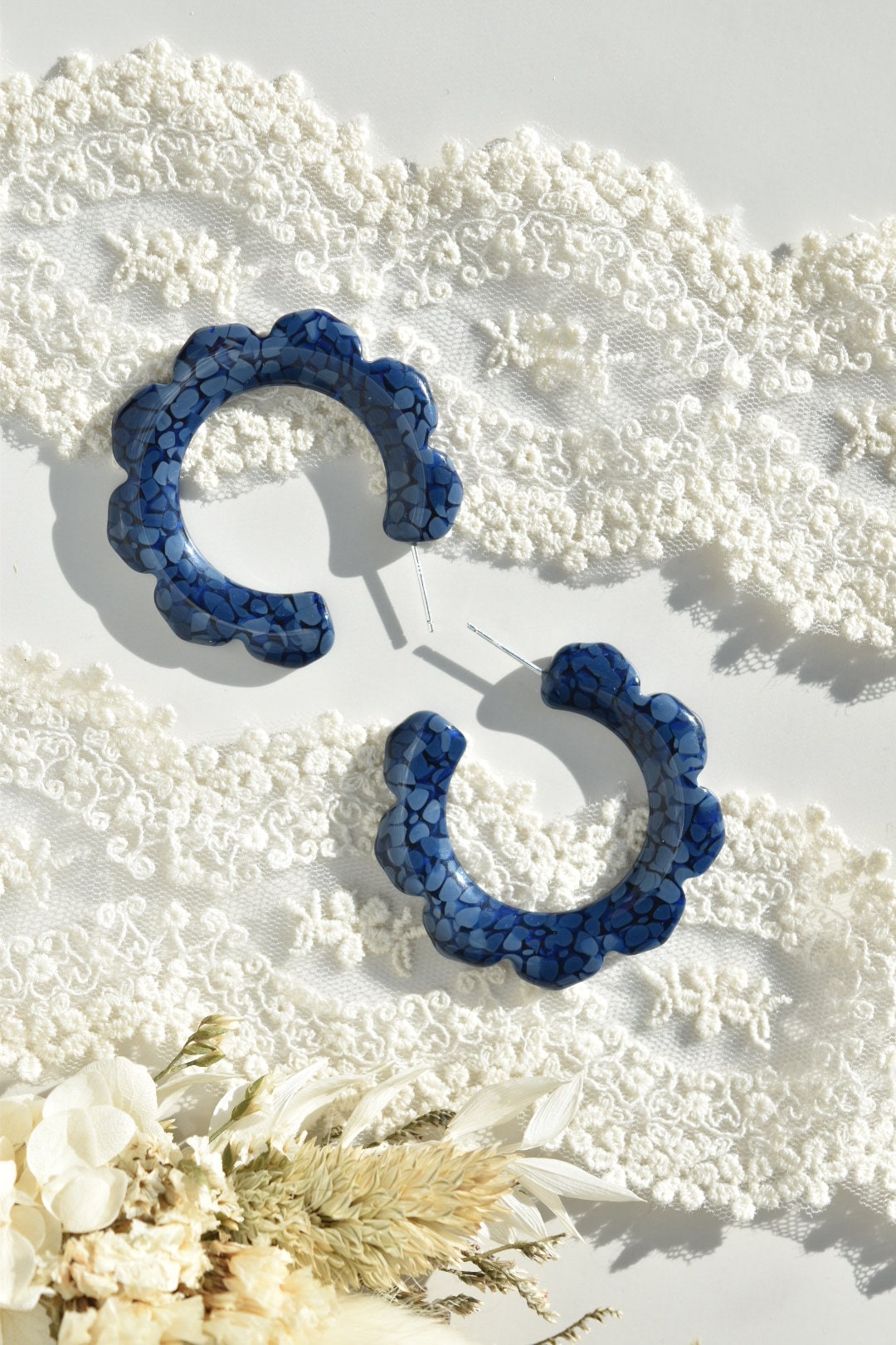Flower Power Hoops Flora Collection | Italian Acetate Floral Hoop Earrings 925 Sterling Silver Posts