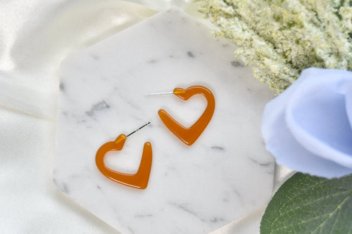 3 Pack - Heart Hoop Earrings | Colorful Acetate, Sterling Silver Posts