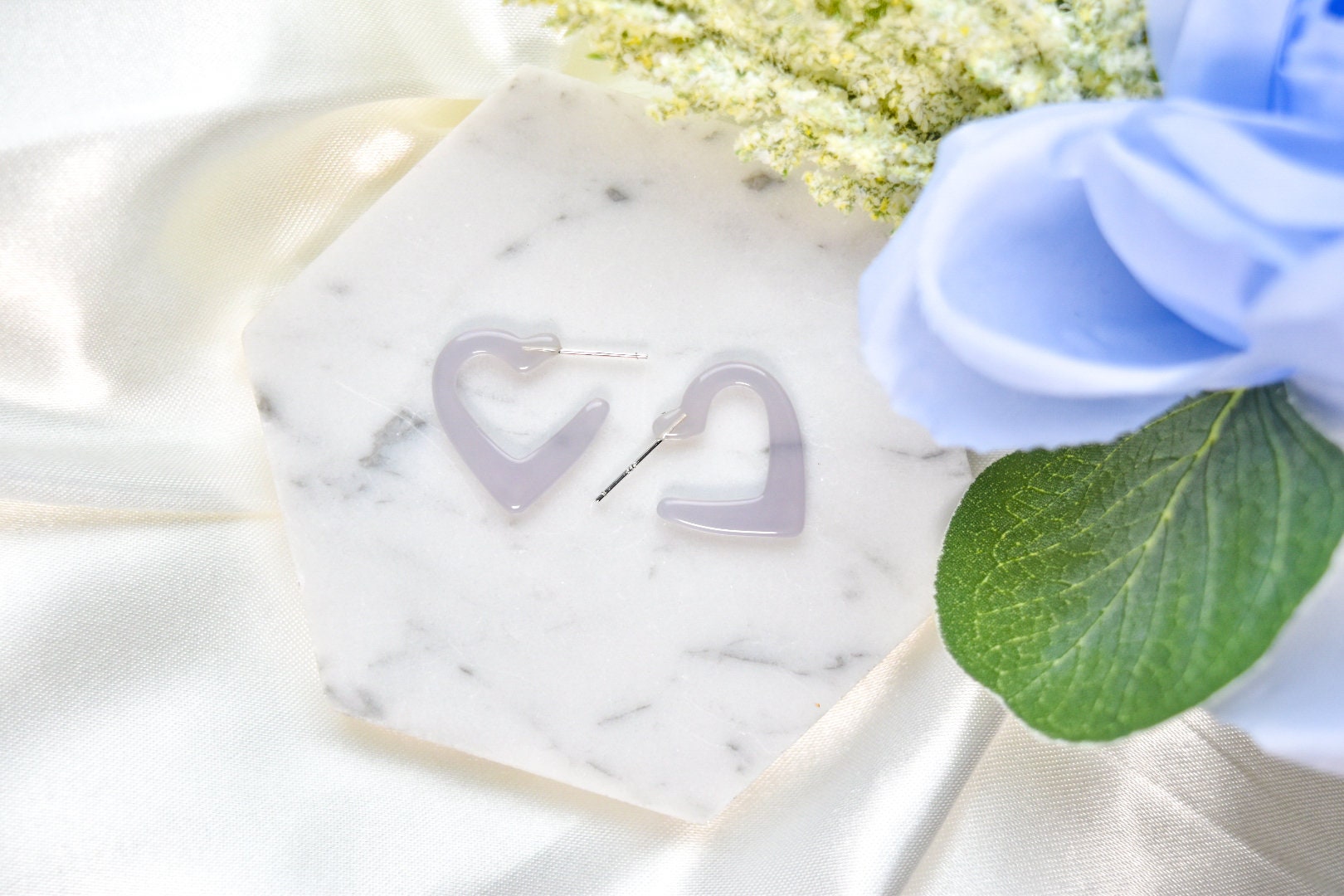 3 Pack - Heart Hoop Earrings | Colorful Acetate, Sterling Silver Posts