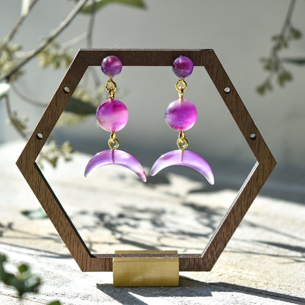 Lunar Dangle Collection | Italian Acetate Dangle Drop Earrings 925 Sterling Silver Posts
