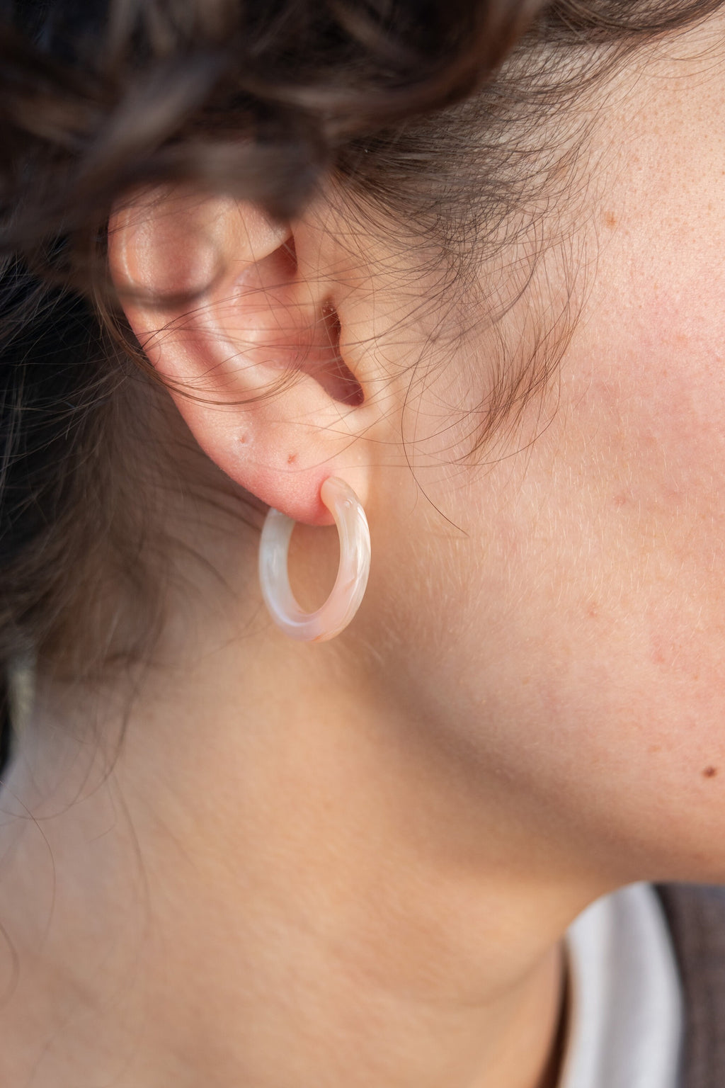 Ultra Mini Hoop Earrings in Sky Lotus | Sterling Silver Posts, 24mm