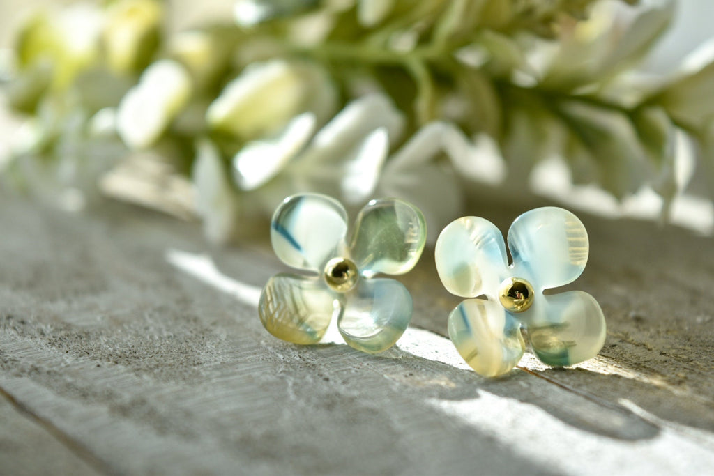 2 pack Hydrangea Flower Studs | Cellulose Acetate Colorful Resin Floral Stud Earrings 14k Posts Nickel Free