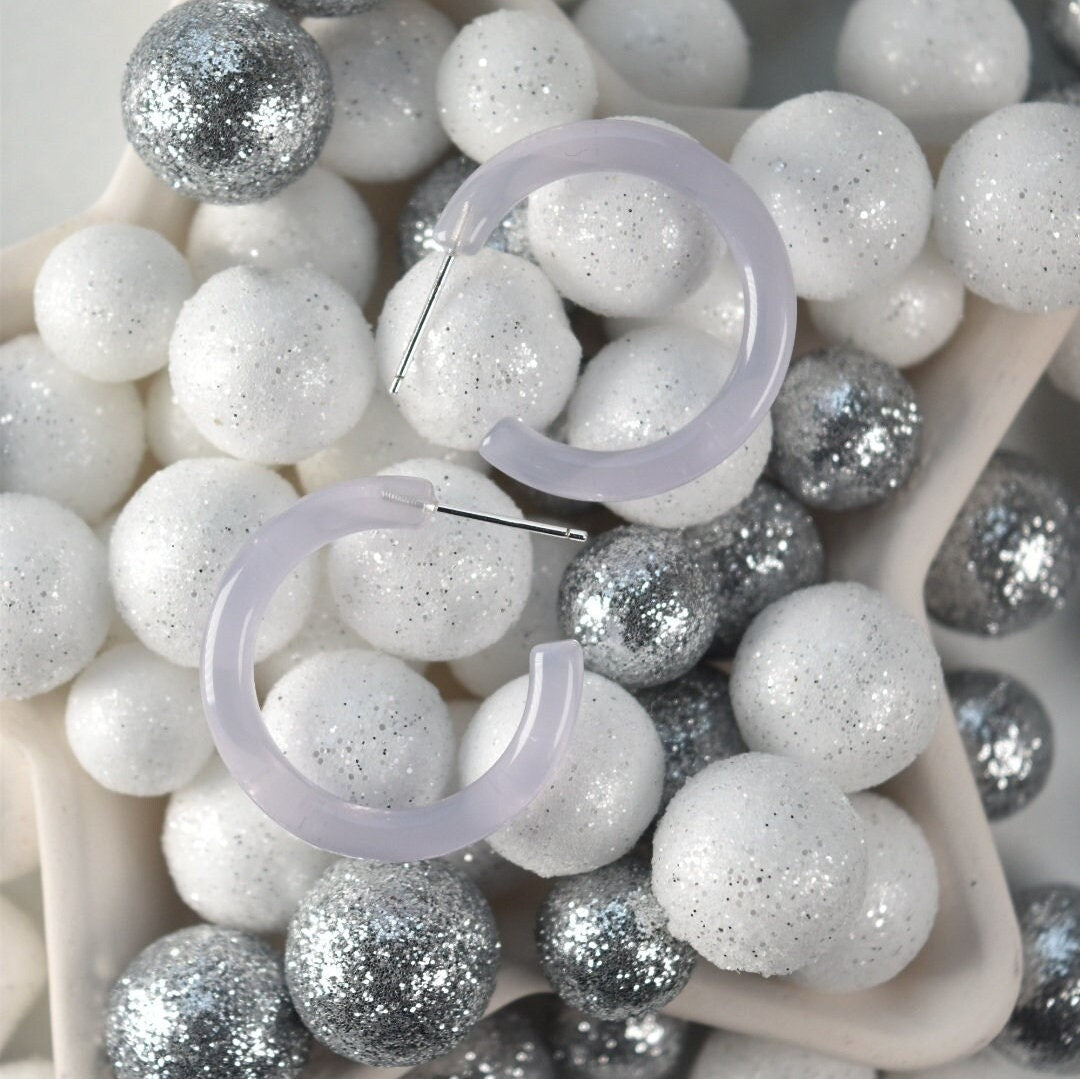 2 Pack - Thin Round Hoops 30mm | Hoop Earrings Cellulose Acetate 925 Sterling Silver Posts