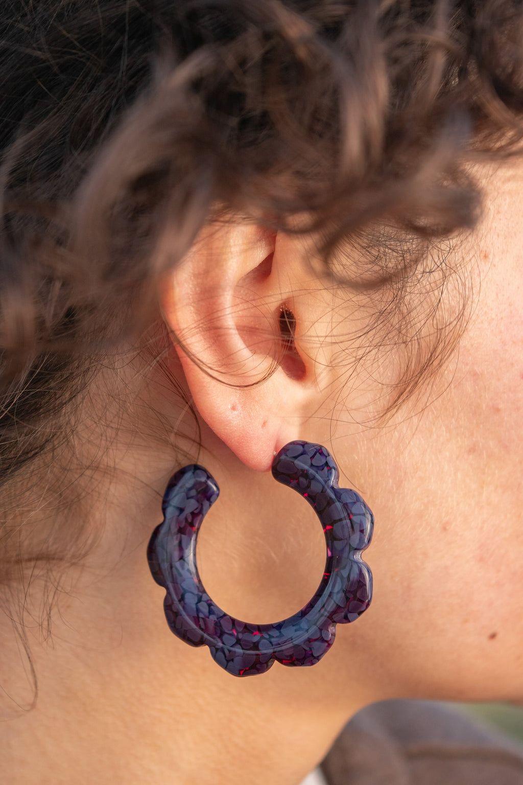 Flower Power Hoops Flora Collection | Italian Acetate Floral Hoop Earrings 925 Sterling Silver Posts