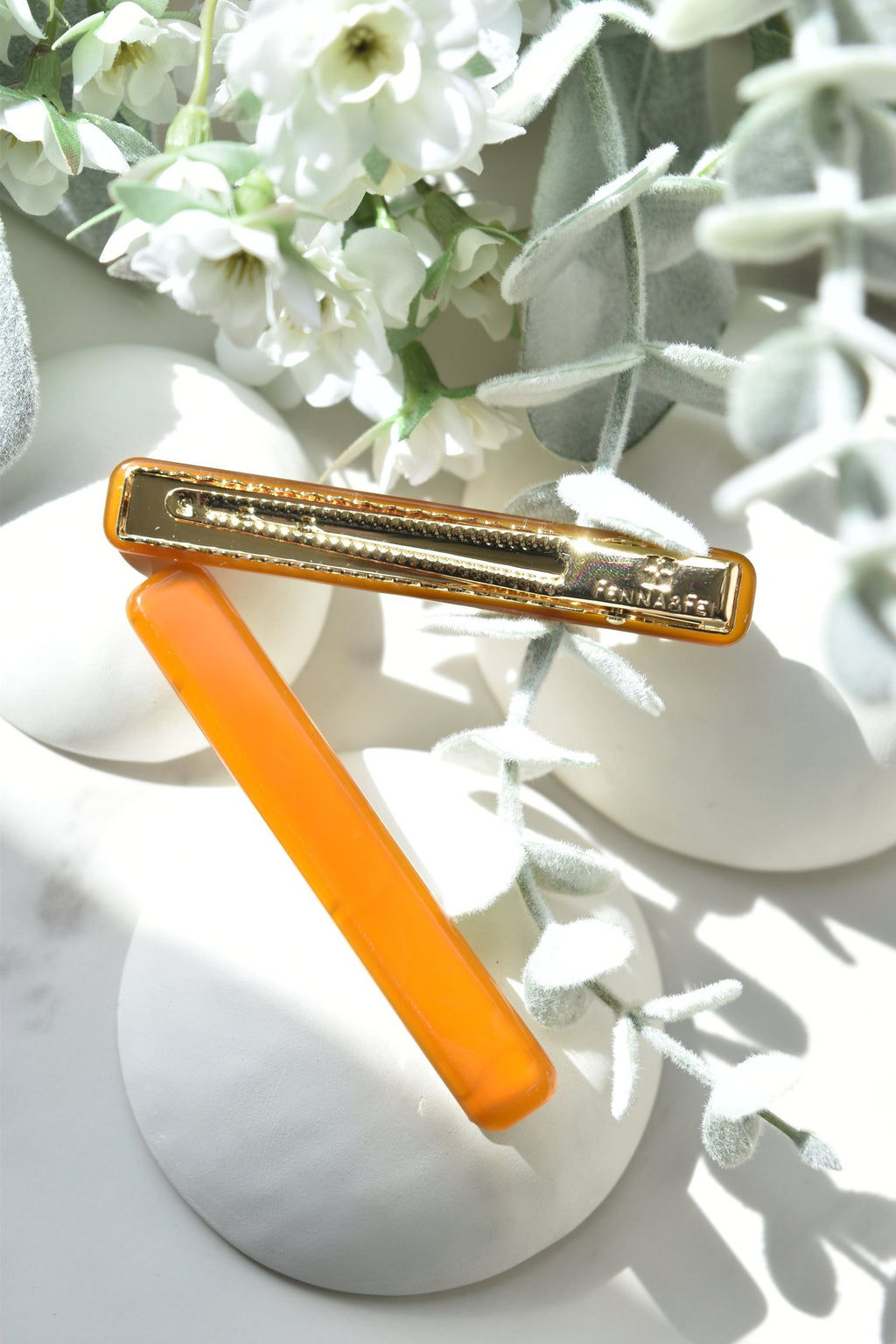 Amber Rectangle Hair Clips | Burnt Orange, Cellulose Acetate (2 Pack)