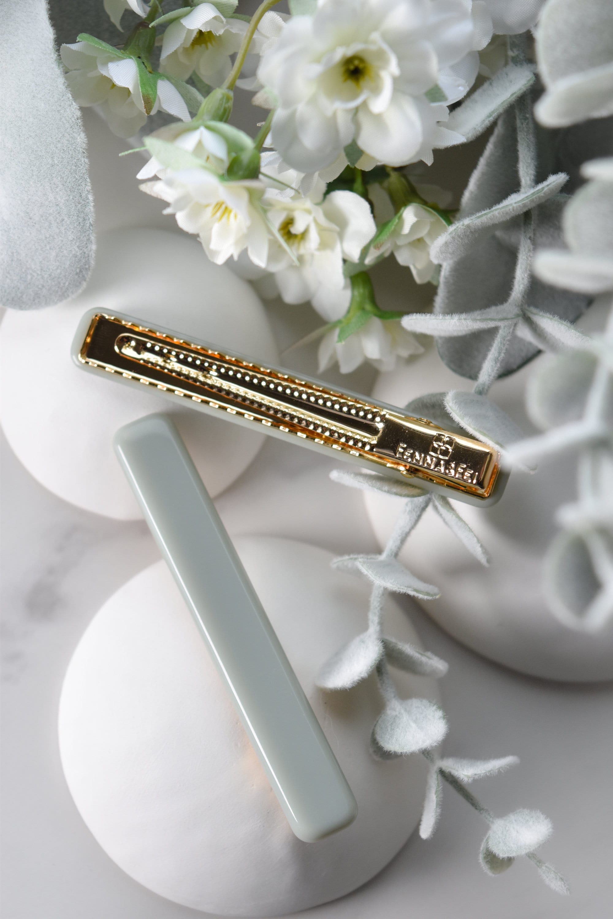 Sage Gray Rectangle Hair Clips | Cellulose Acetate Sectioning Clips, 2 Pack