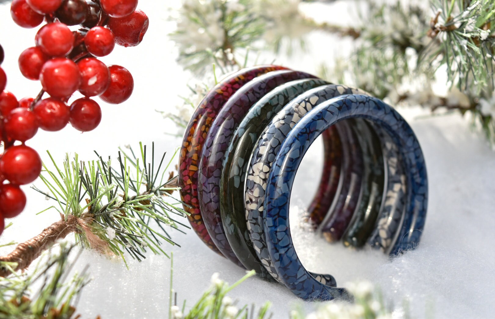 Lush Cuffs in the Hydrangea Collection| Floral Flower Bracelets Bangle Cuff
