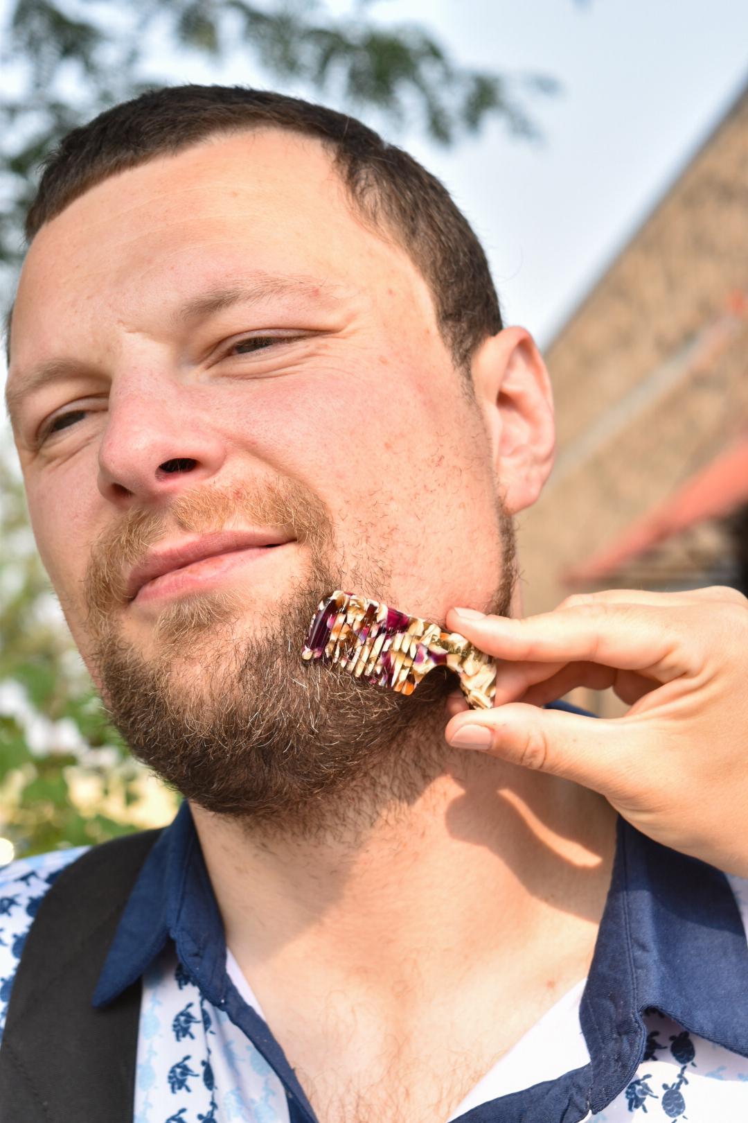 Acetate Mustache Comb in Autumn | Mini Beard Comb Gift