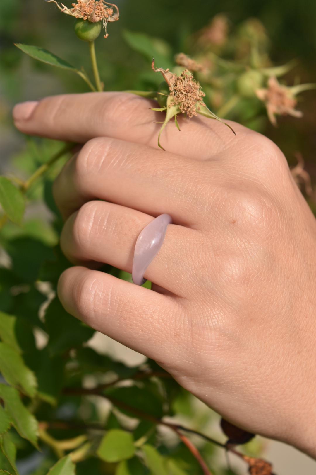 Chunky Pearl Ruyi Dome Ring | Tortoise Shell Acetate Resin Minimalist Stacking Ring
