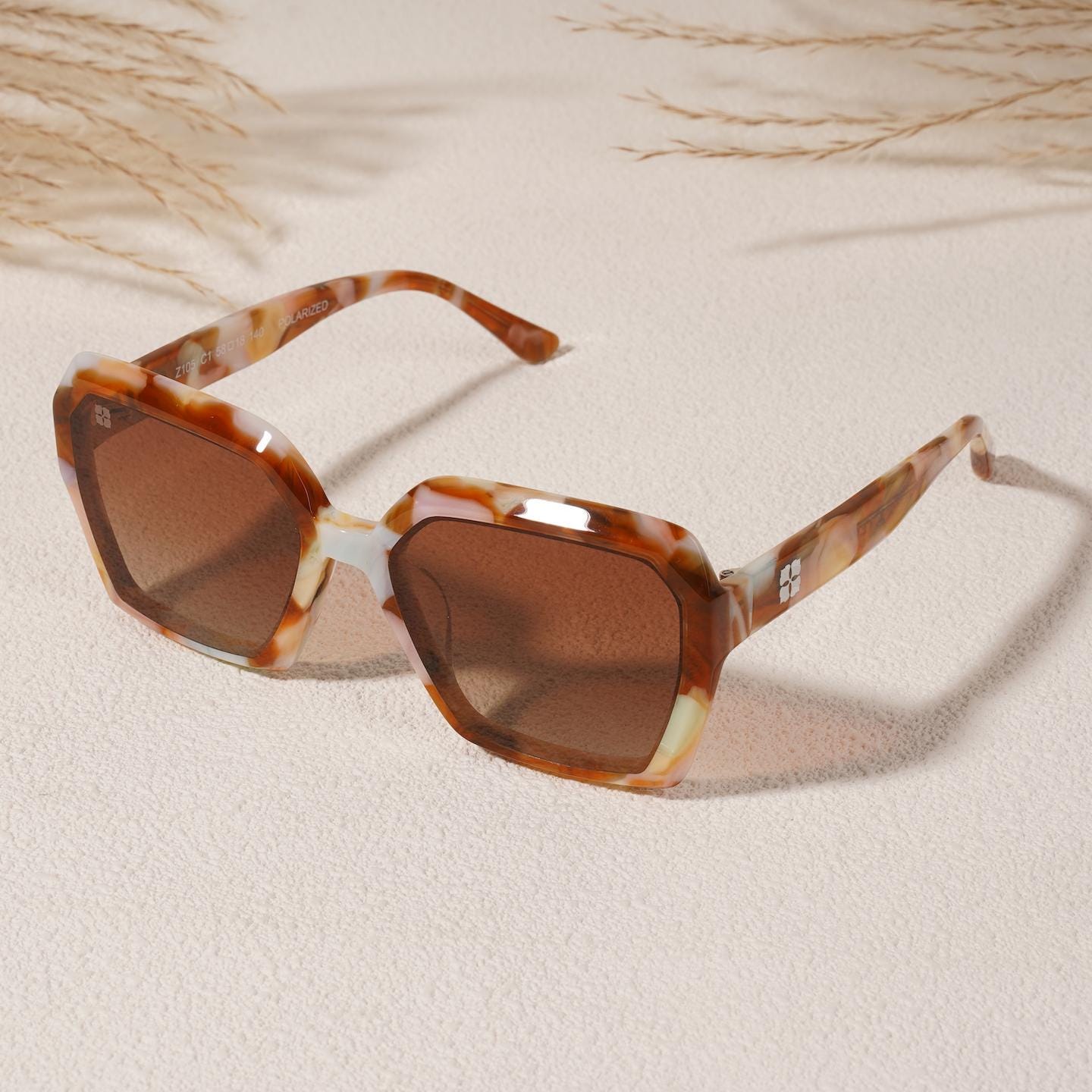 Tortoise Shell Polarized Sunglasses, Italian Acetate, Crown Venus Prism Style