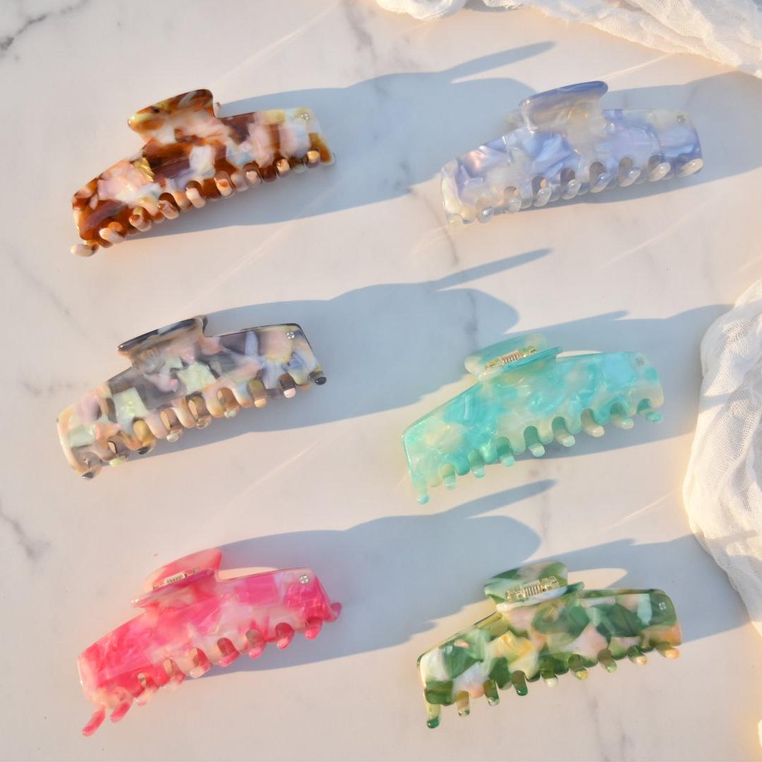 Rectangle Large Hair Claw- All Acetate Lightweight Big French Clips