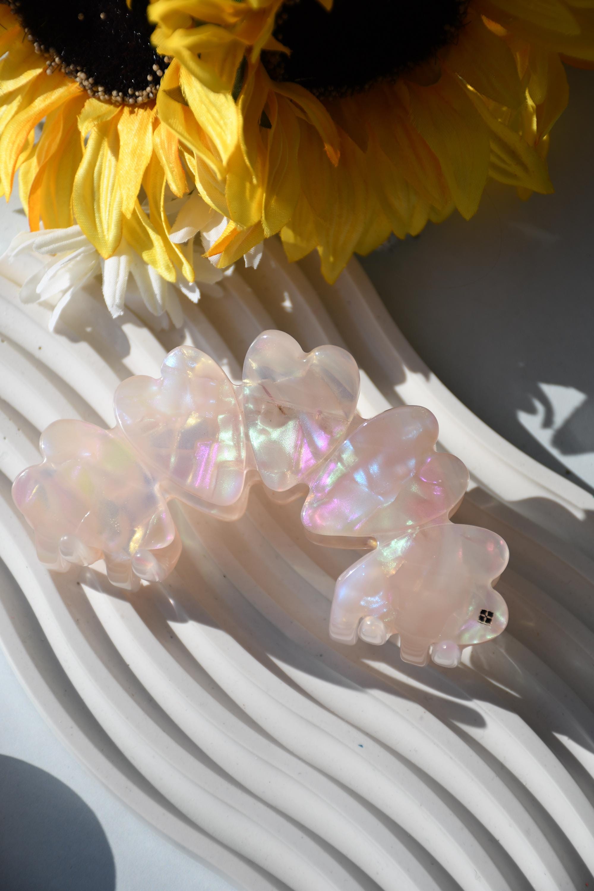 Heart Claw in Star Dust - All Acetate Hair Claw