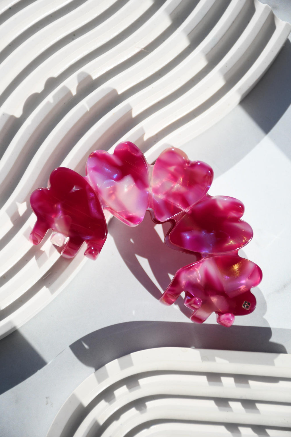 Heart Claw in Zinnia - All Acetate Hair Claw