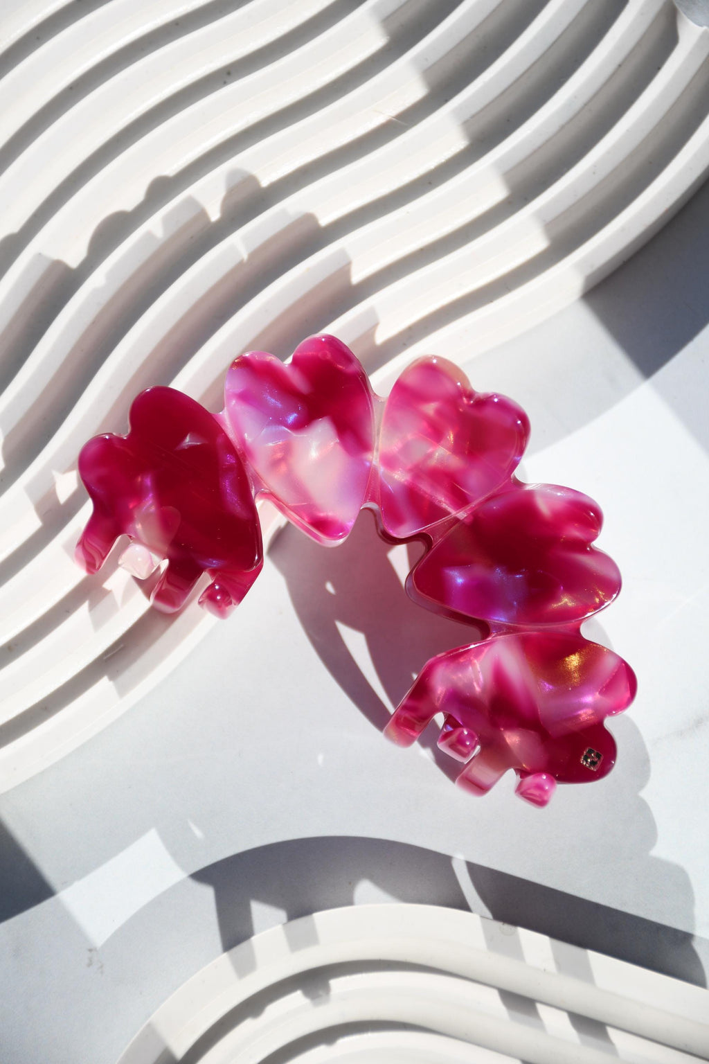 Heart Claw in Zinnia - All Acetate Hair Claw