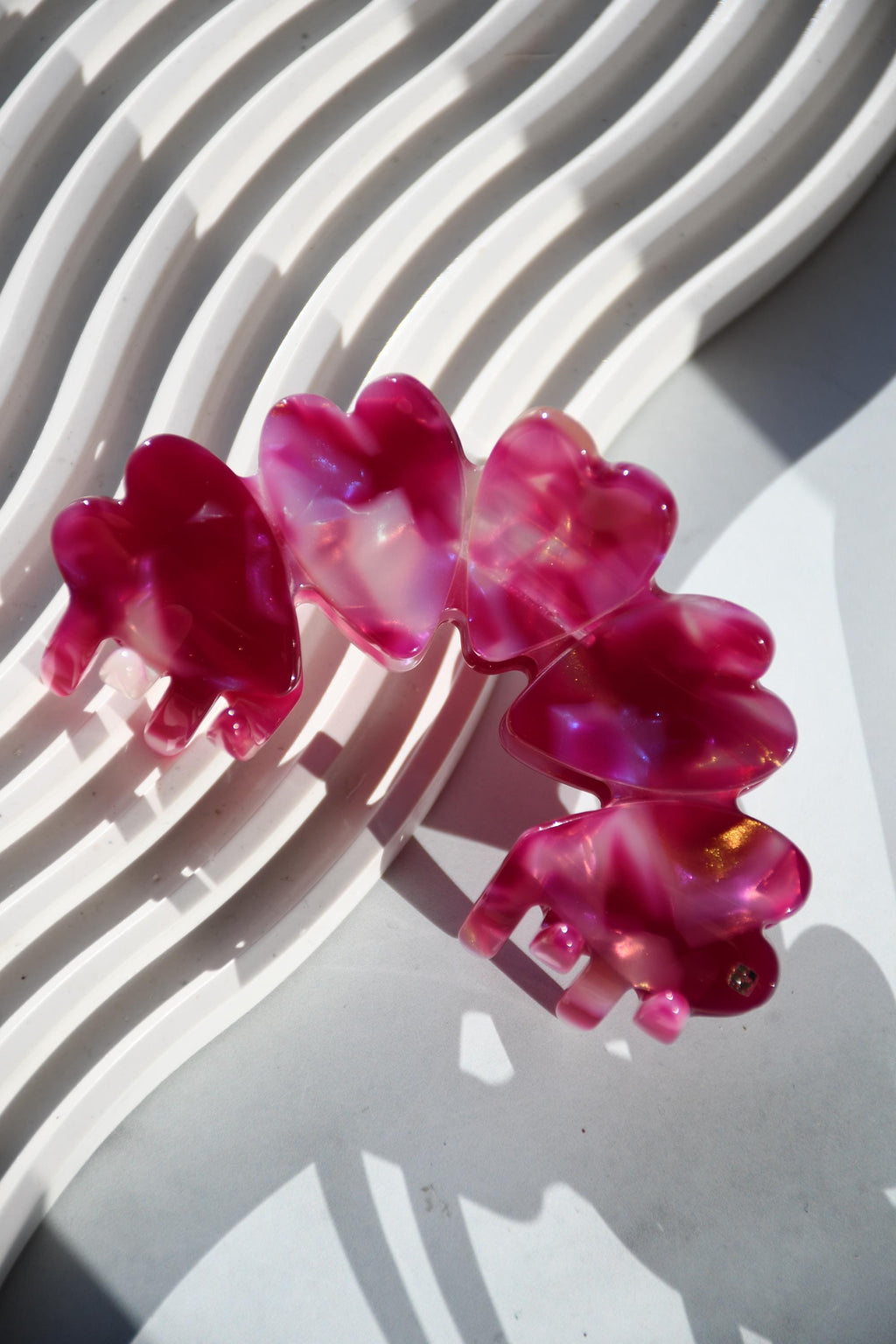 Heart Claw in Zinnia - All Acetate Hair Claw