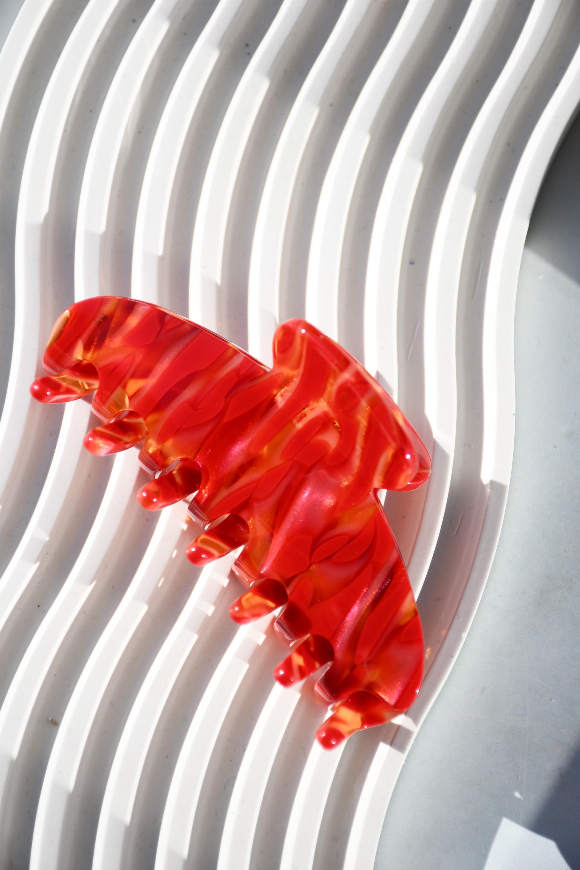 Oval Claw in Hearts Fire - All Acetate Hair Claw