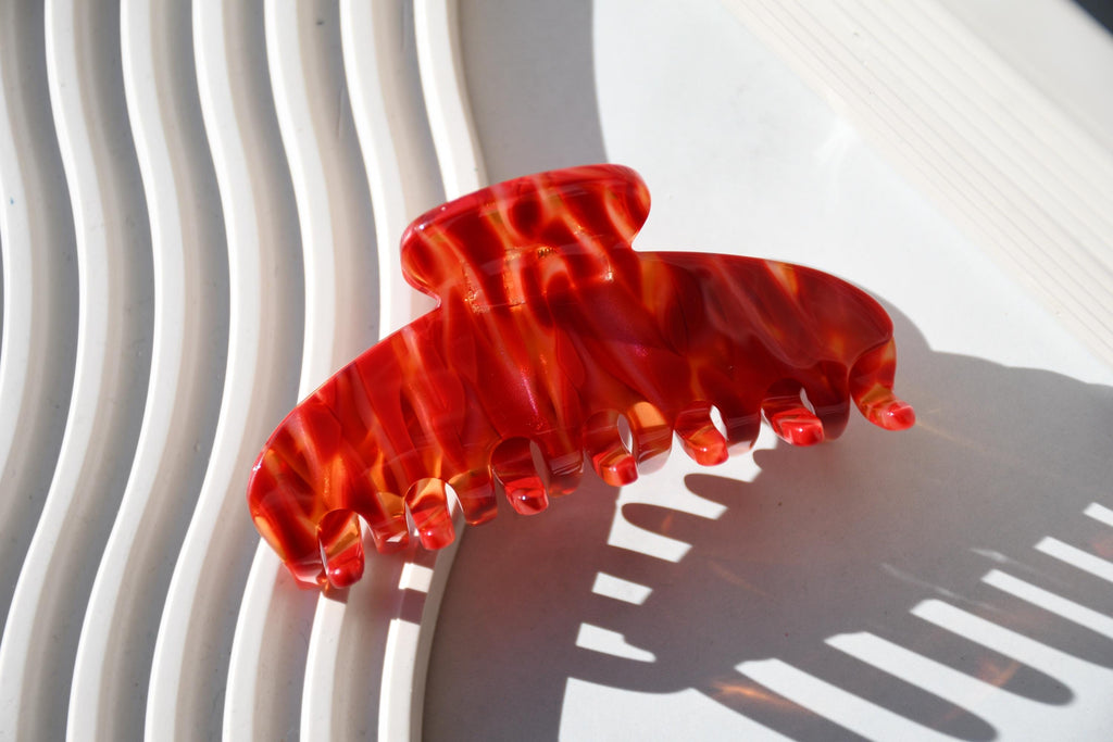 Oval Claw in Hearts Fire - All Acetate Hair Claw
