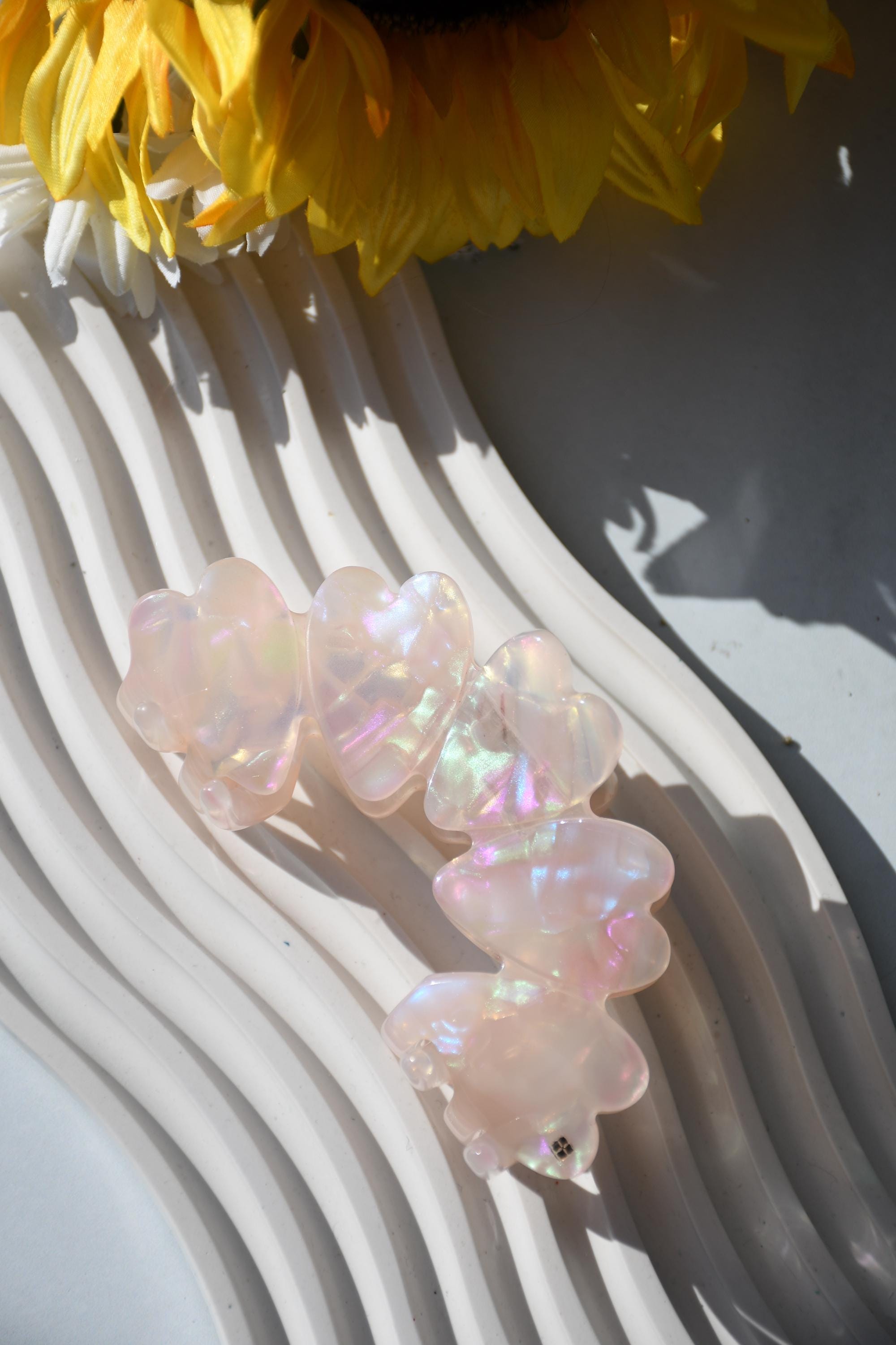 Heart Claw in Star Dust - All Acetate Hair Claw