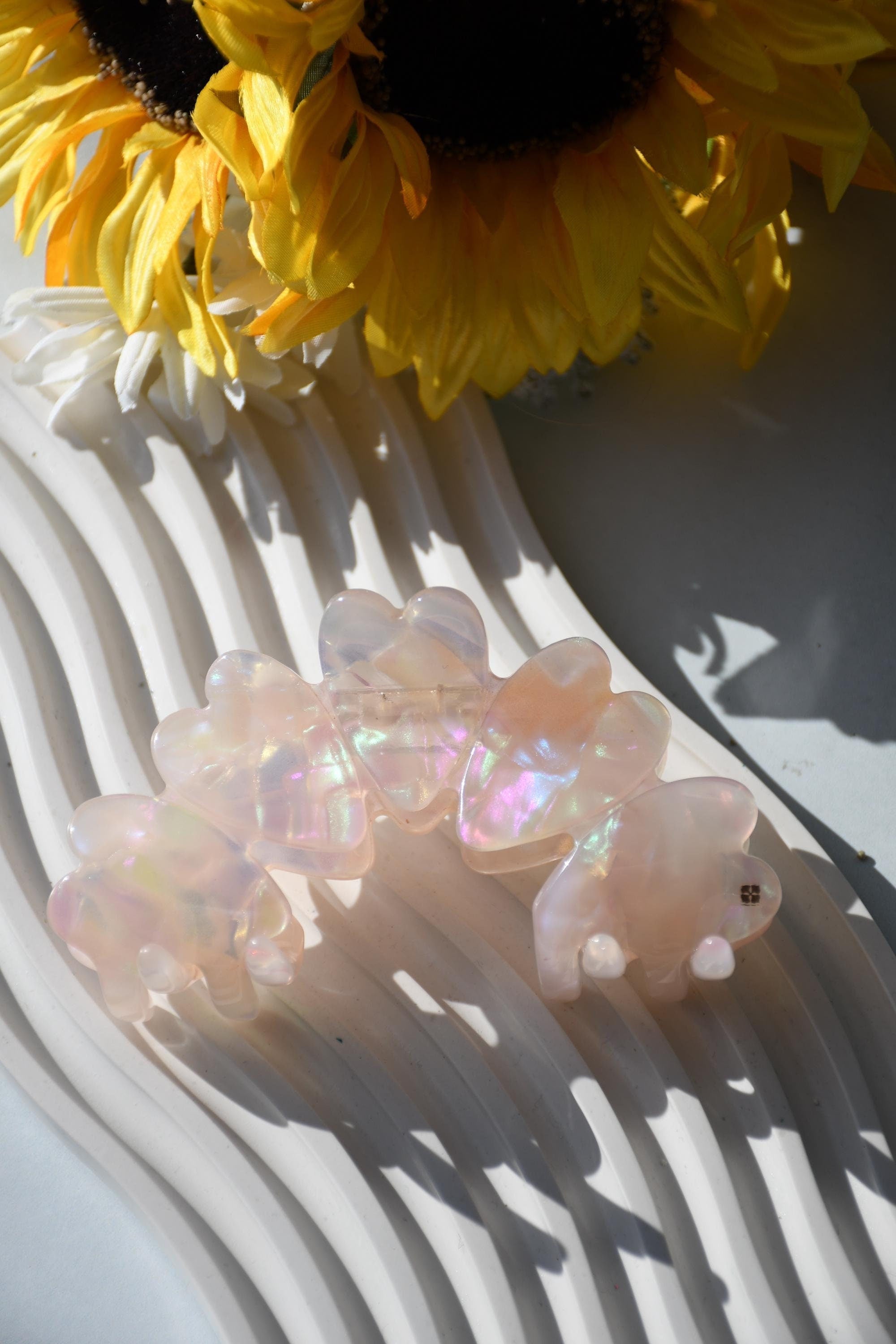 Heart Claw in Star Dust - All Acetate Hair Claw