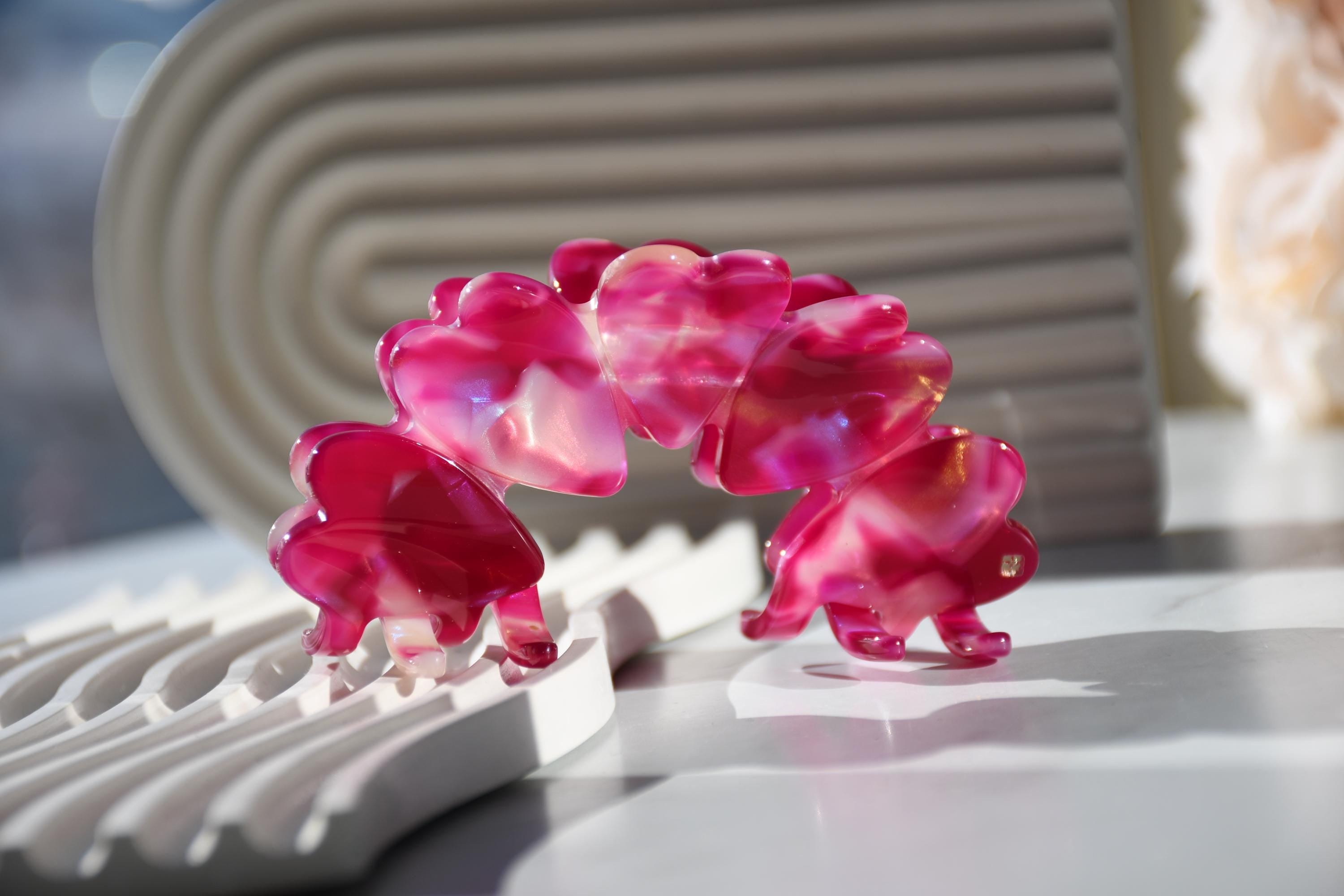Heart Claw in Zinnia - All Acetate Hair Claw