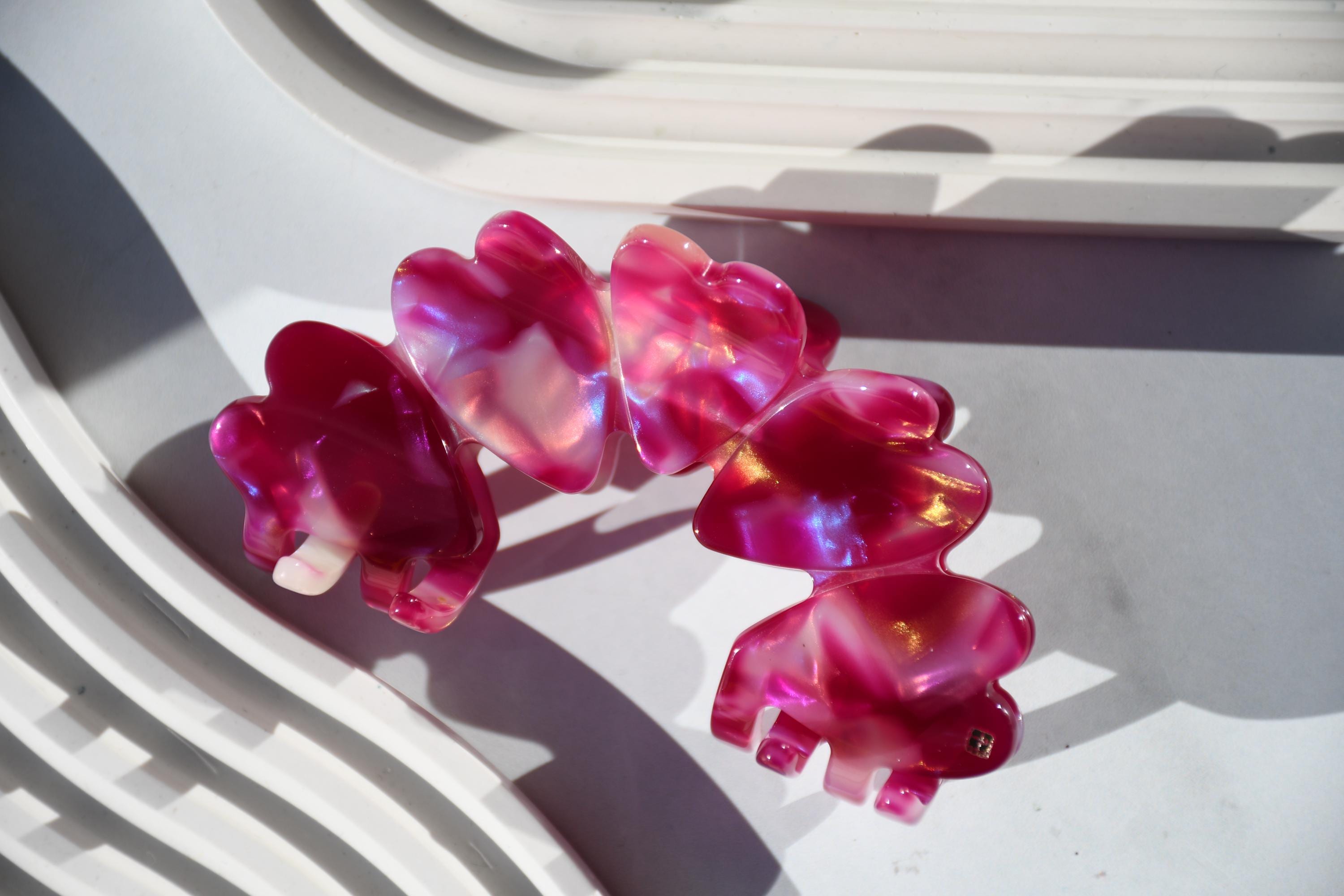 Heart Claw in Zinnia - All Acetate Hair Claw