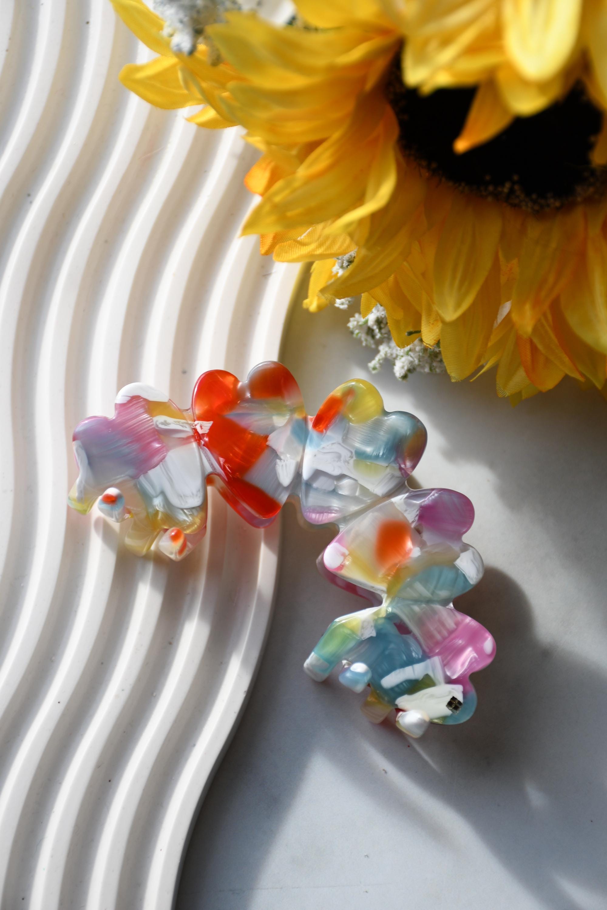 Heart Claw in Candy Dreams - All Acetate Hair Claw