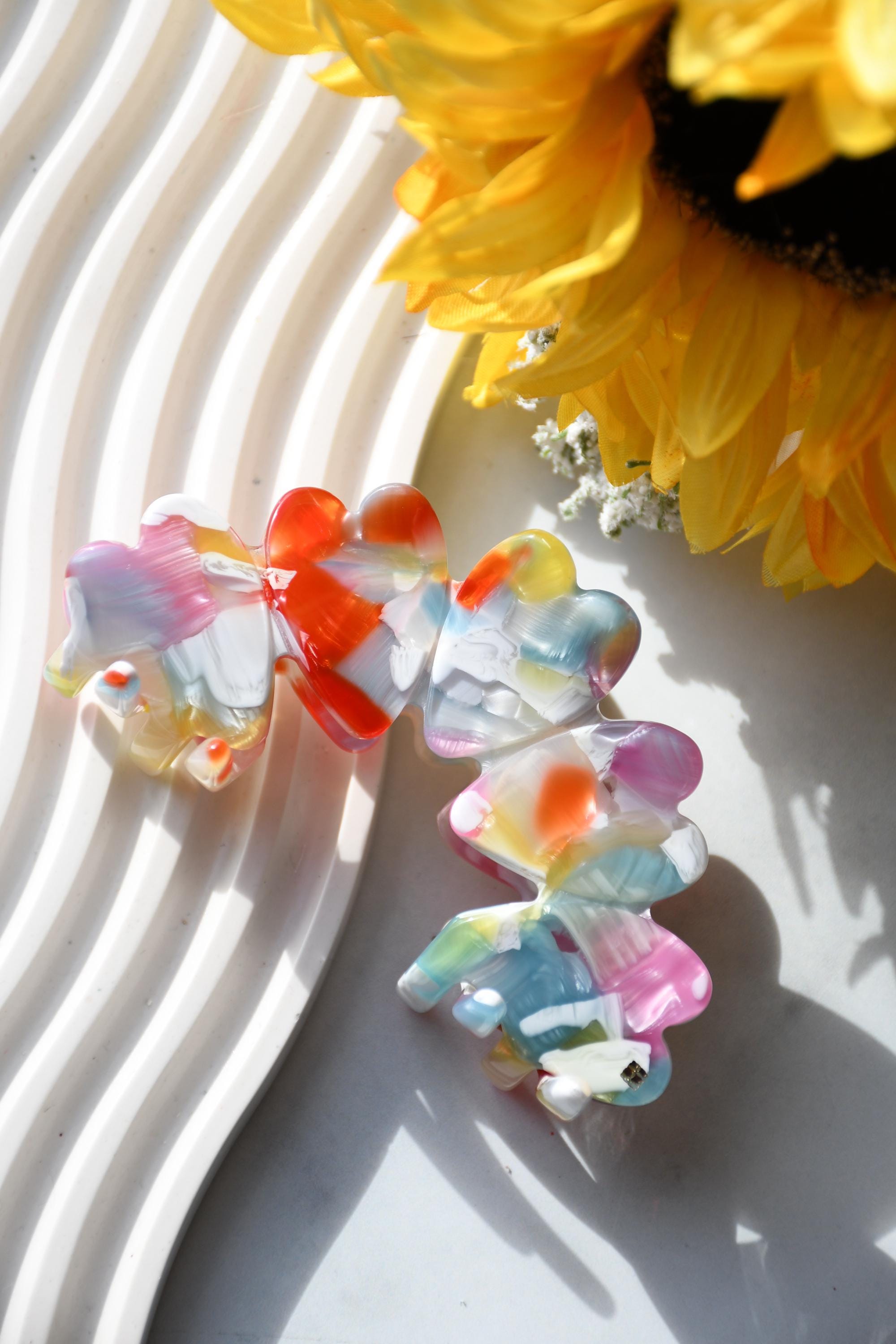 Heart Claw in Candy Dreams - All Acetate Hair Claw