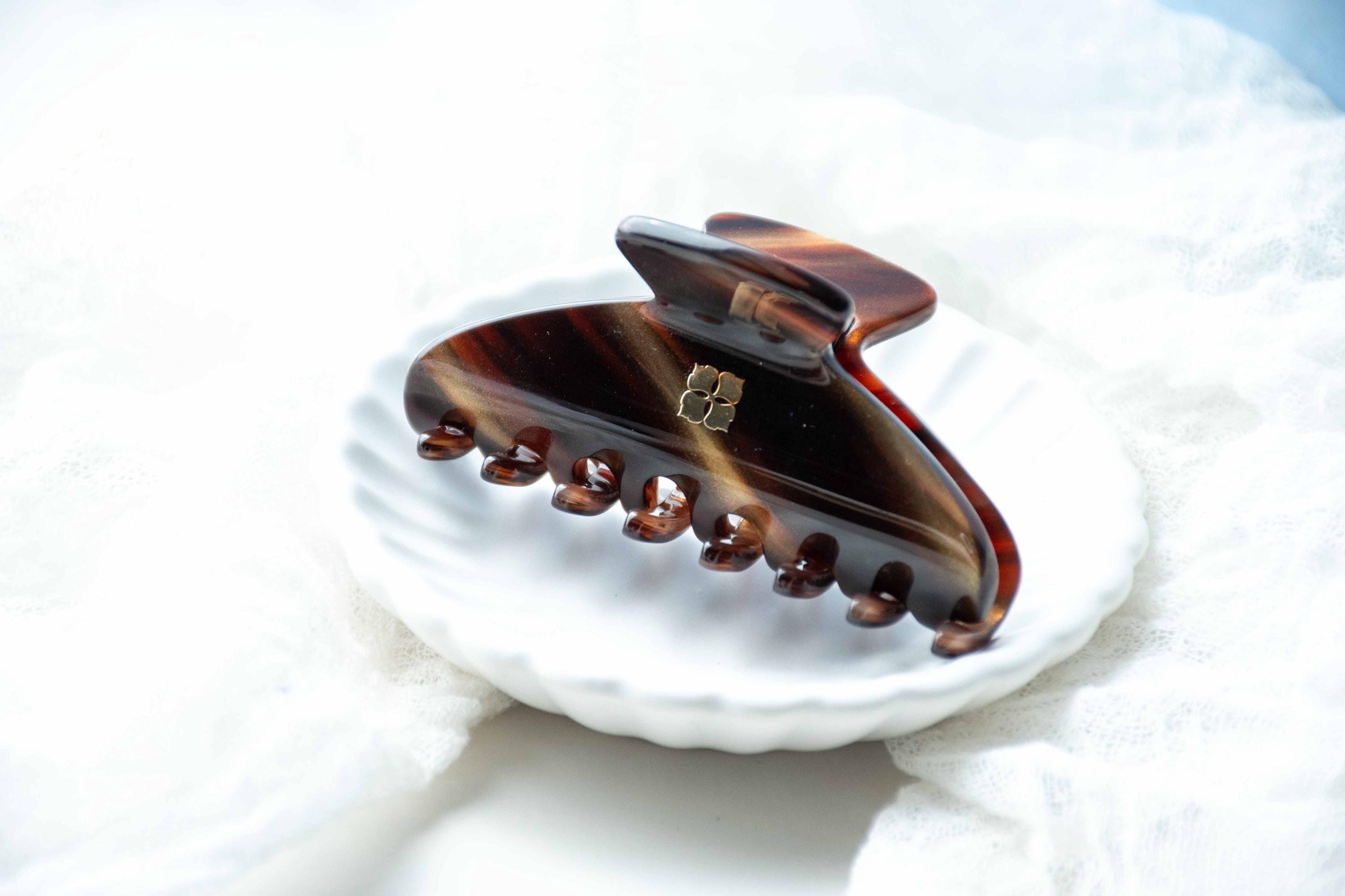 Tigers Eye Mini Hair Claw | Bronze Brown Tortoise Acetate Clip