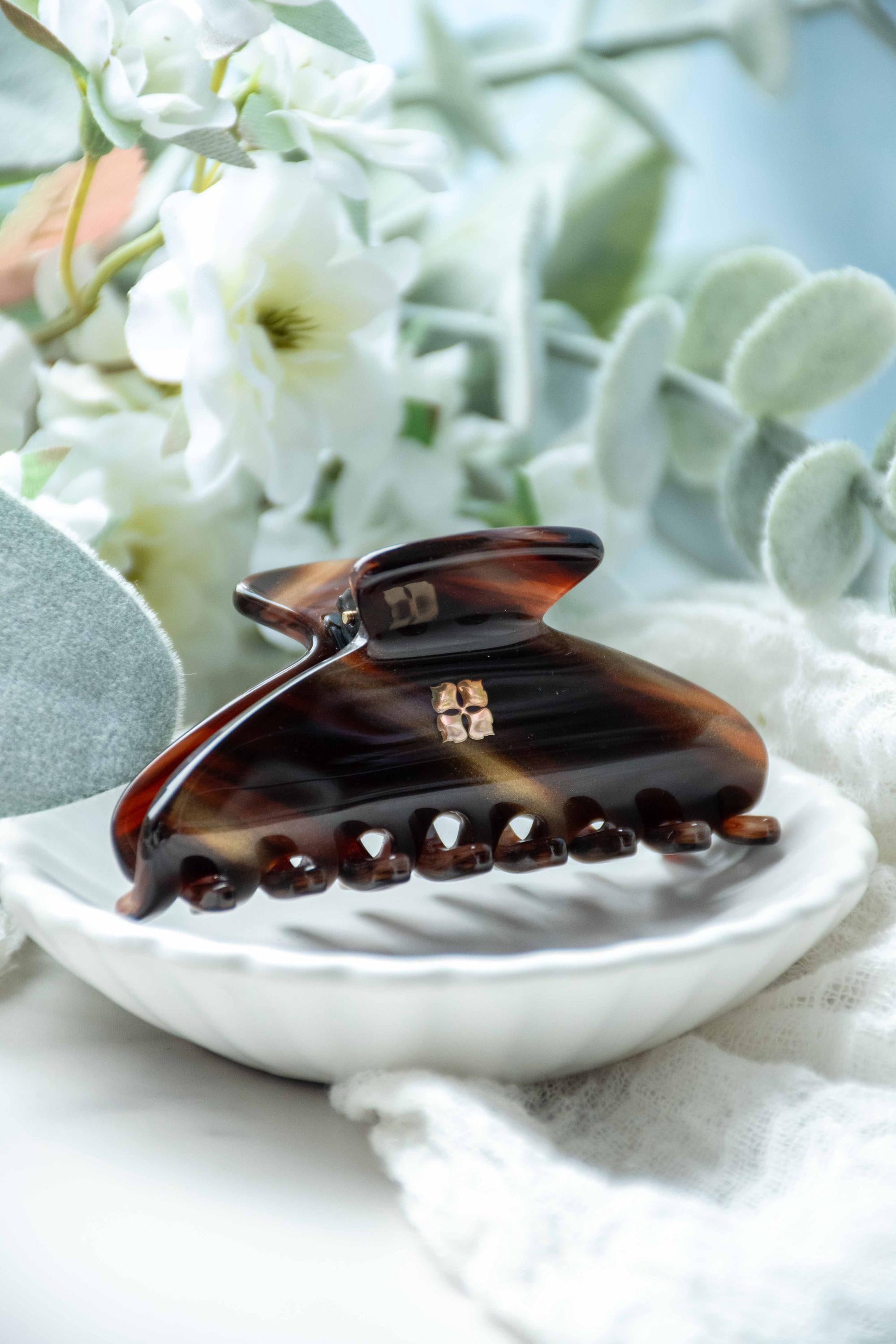 Tigers Eye Mini Hair Claw | Bronze Brown Tortoise Acetate Clip