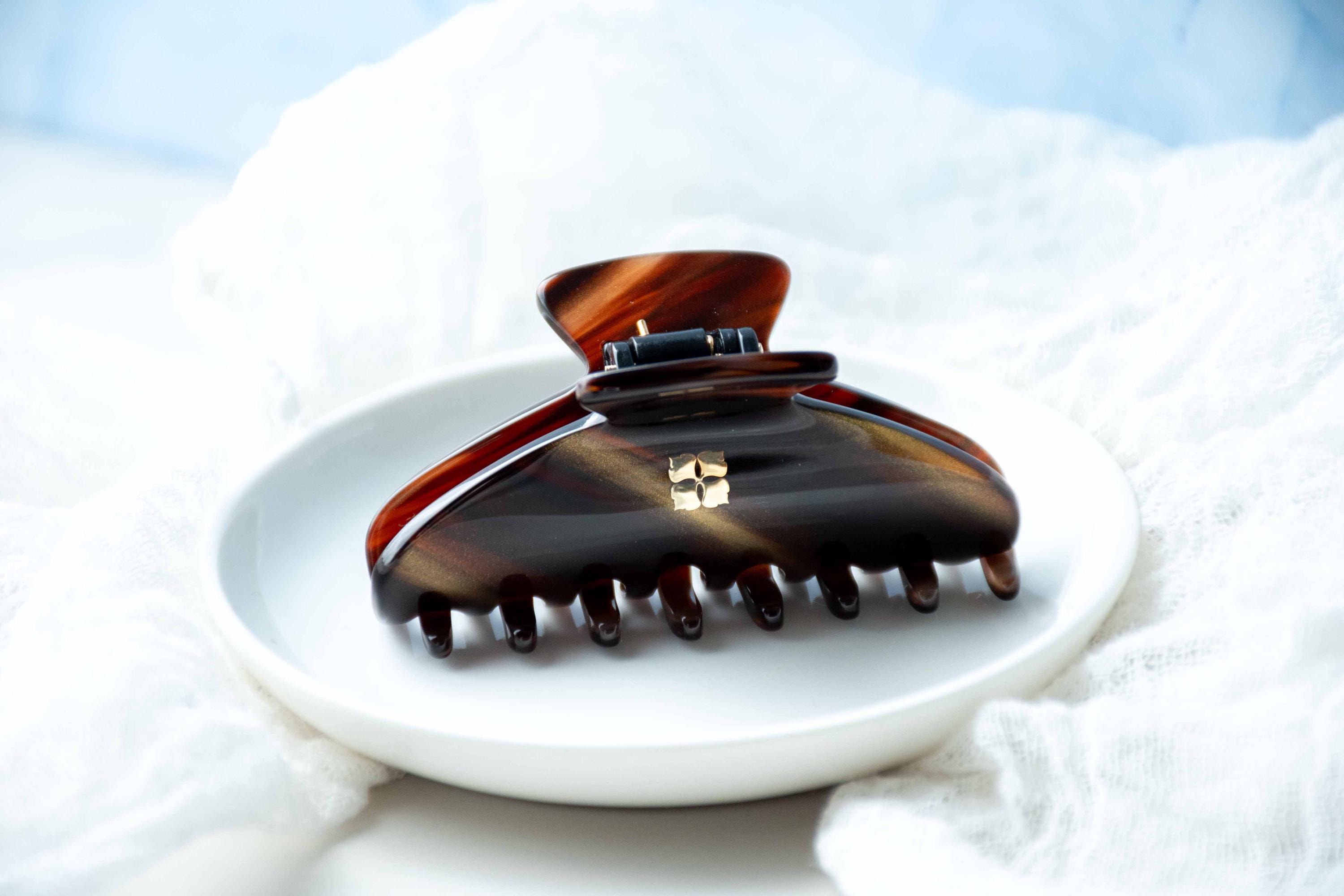 Tigers Eye Mini Hair Claw | Bronze Brown Tortoise Acetate Clip