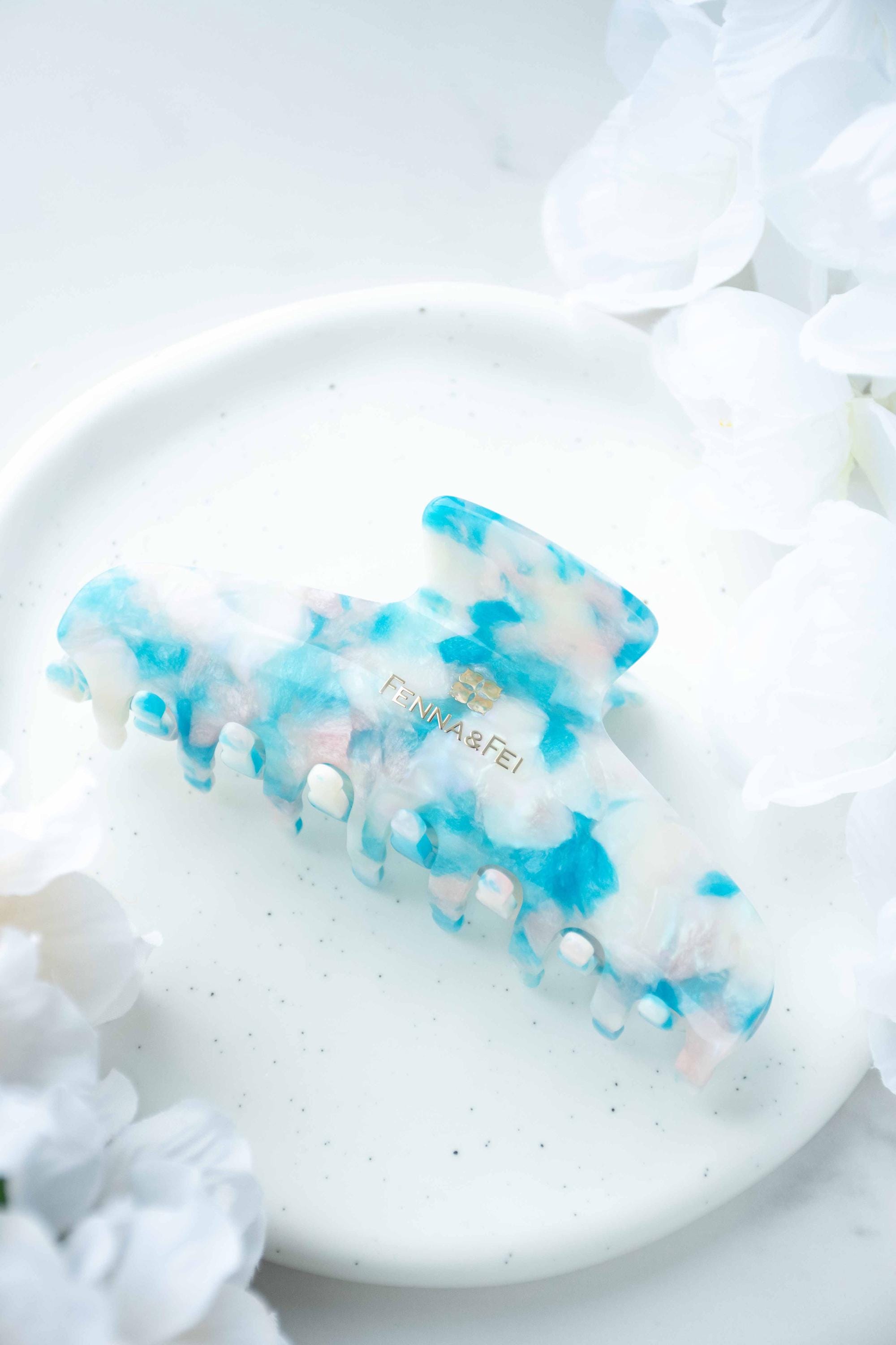 Blue Beryl Wave Claw Clip | Italian Acetate Tortoise Shell Hair Clip