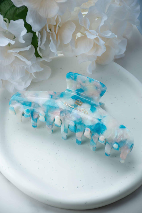 Blue Beryl Wave Claw Clip | Italian Acetate Tortoise Shell Hair Clip