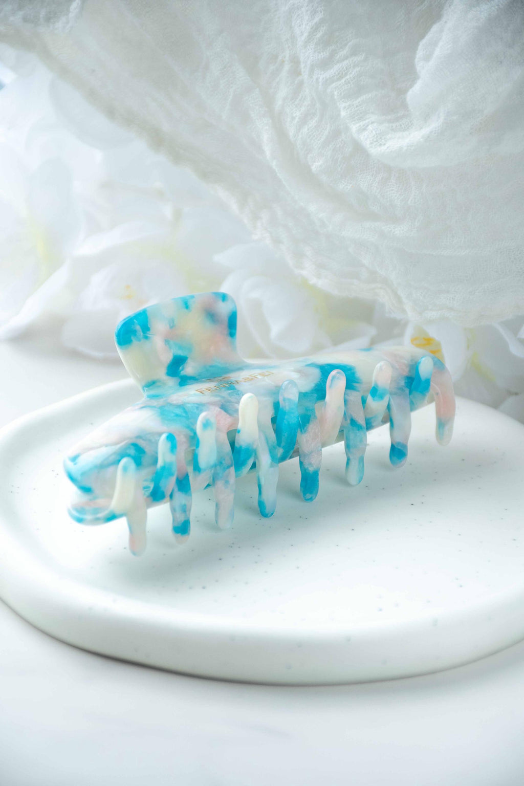 Blue Beryl Wave Claw Clip | Italian Acetate Tortoise Shell Hair Clip