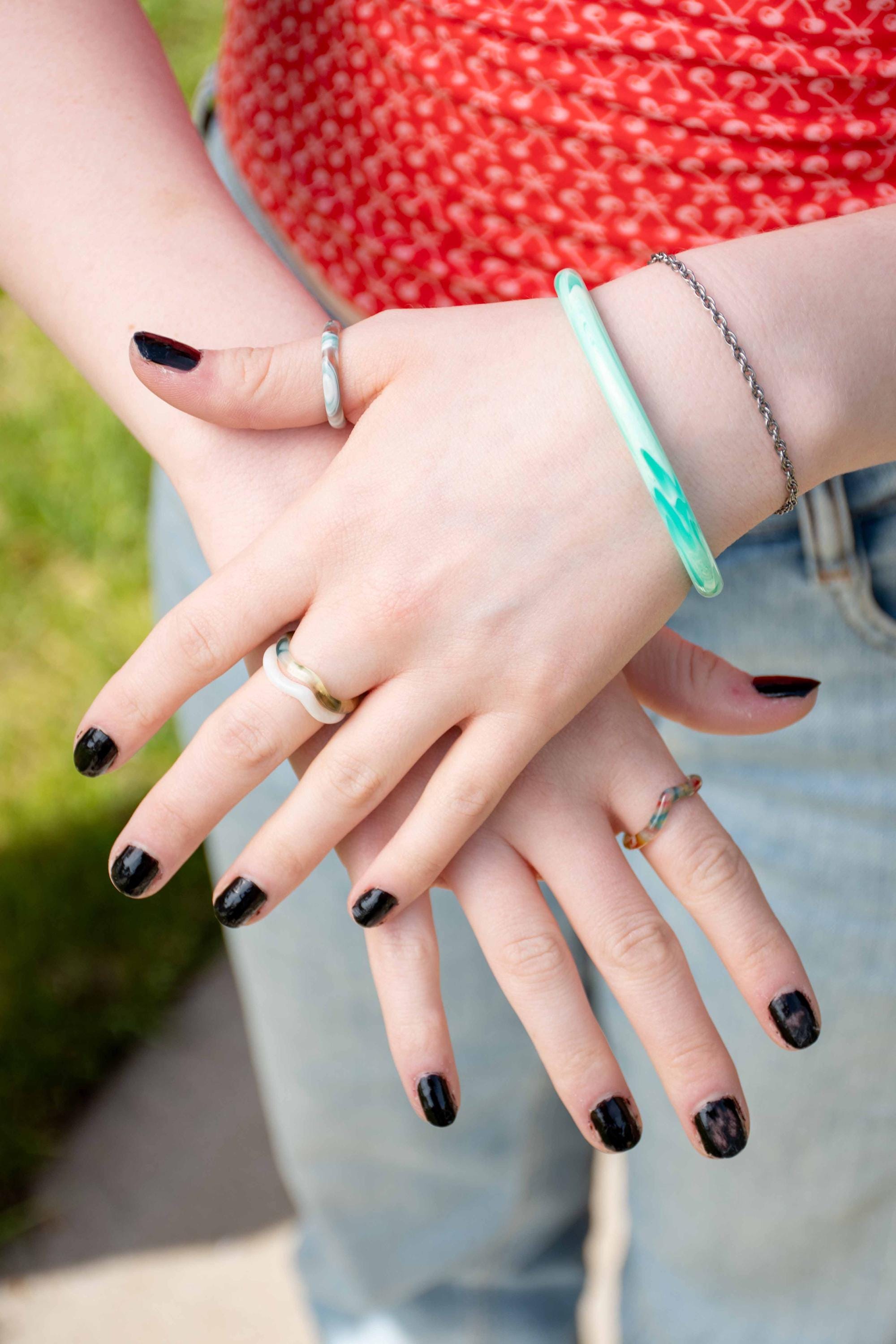 2 Pack - Colorful Acetate Bangle Cuff | Lightweight Resin Bracelet