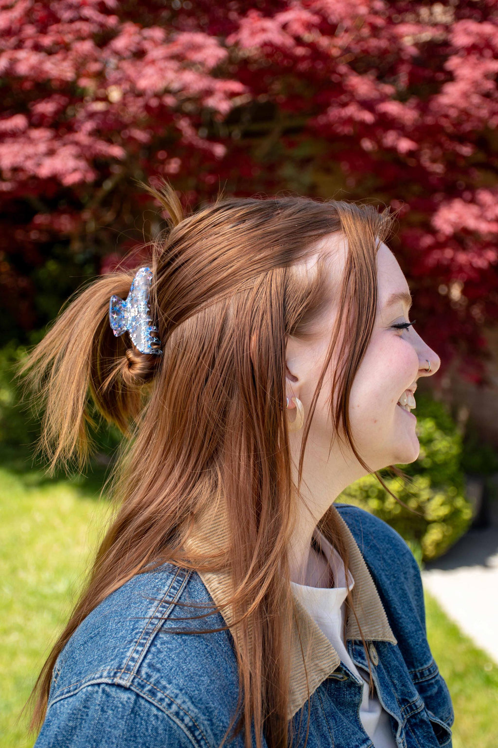 Blue Stardust Mini Claw Hair Clip | Italian Acetate Hair Accessory