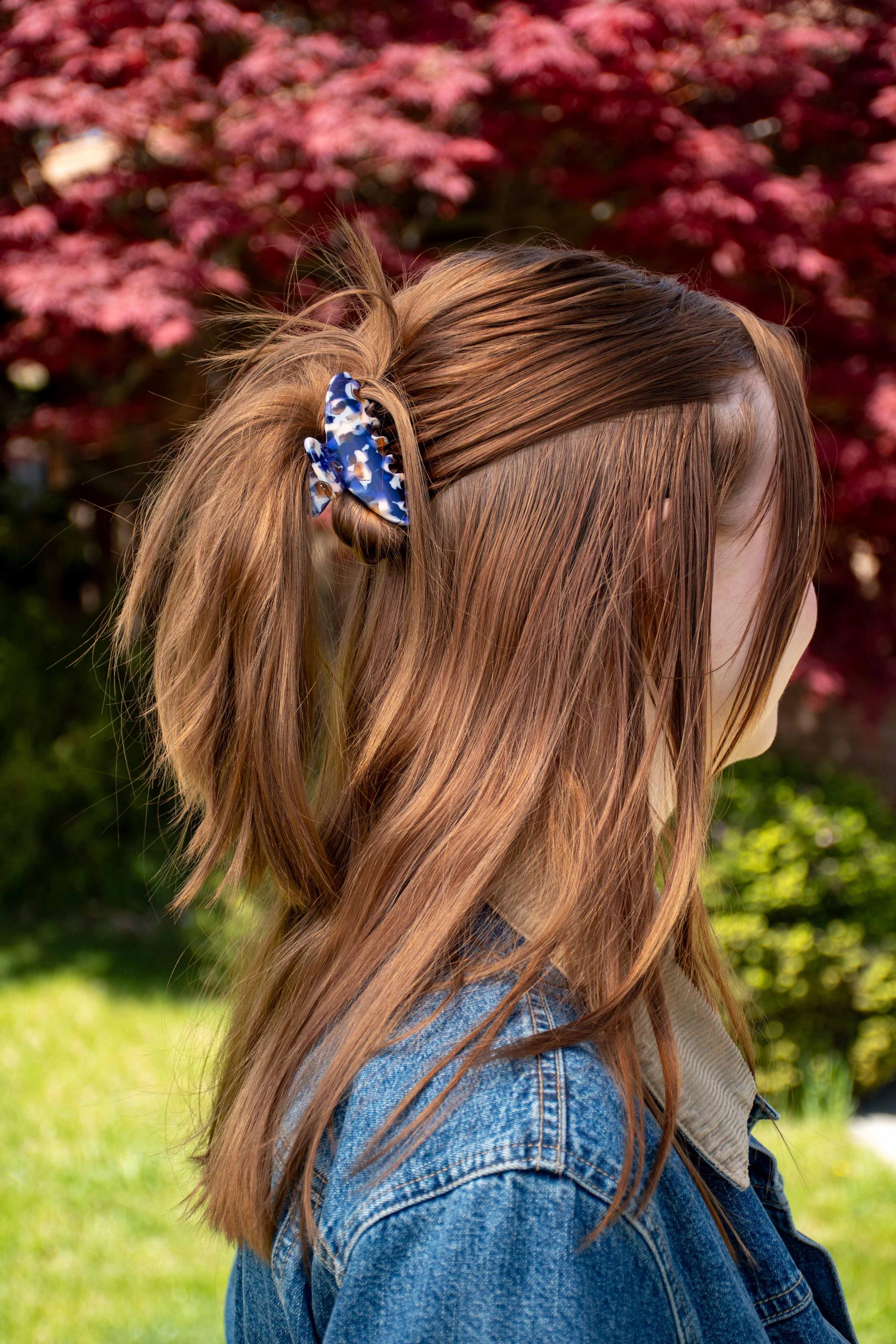 Sodalite Mini Hair Claw | Italian Acetate Tortoise Shell Clip