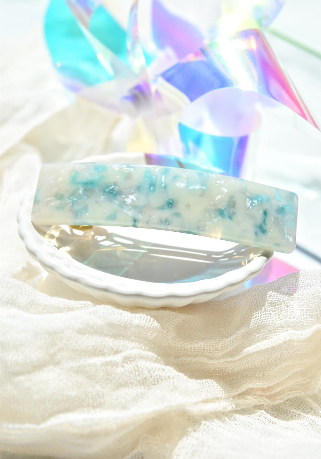 Rectangle French Barrette Non-Slip Double Snap Tortoise Shell Colorful Hair Clip