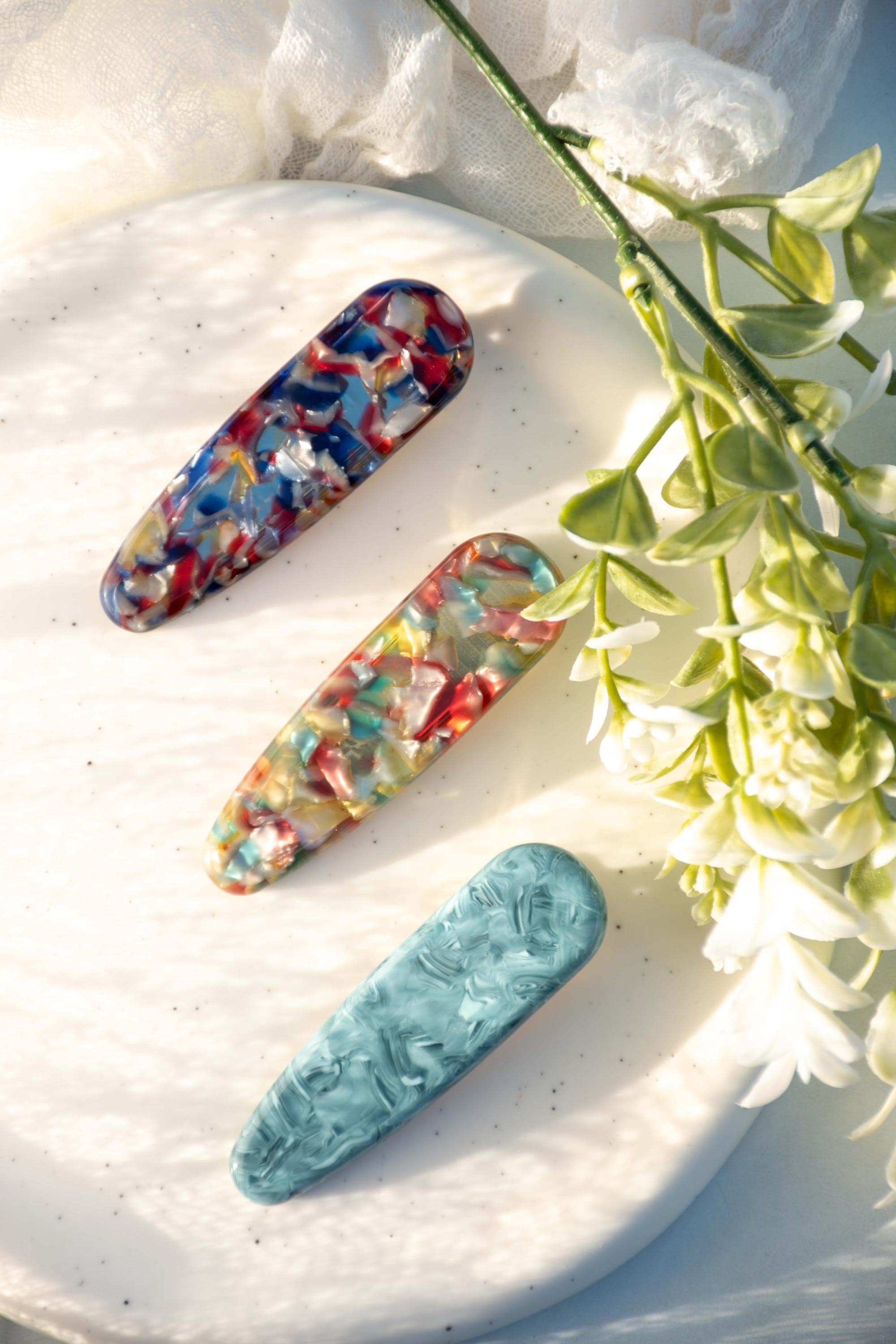 Acetate Alligator Hair Clips | Pearl, Shell, Tortoise | 3 Pack